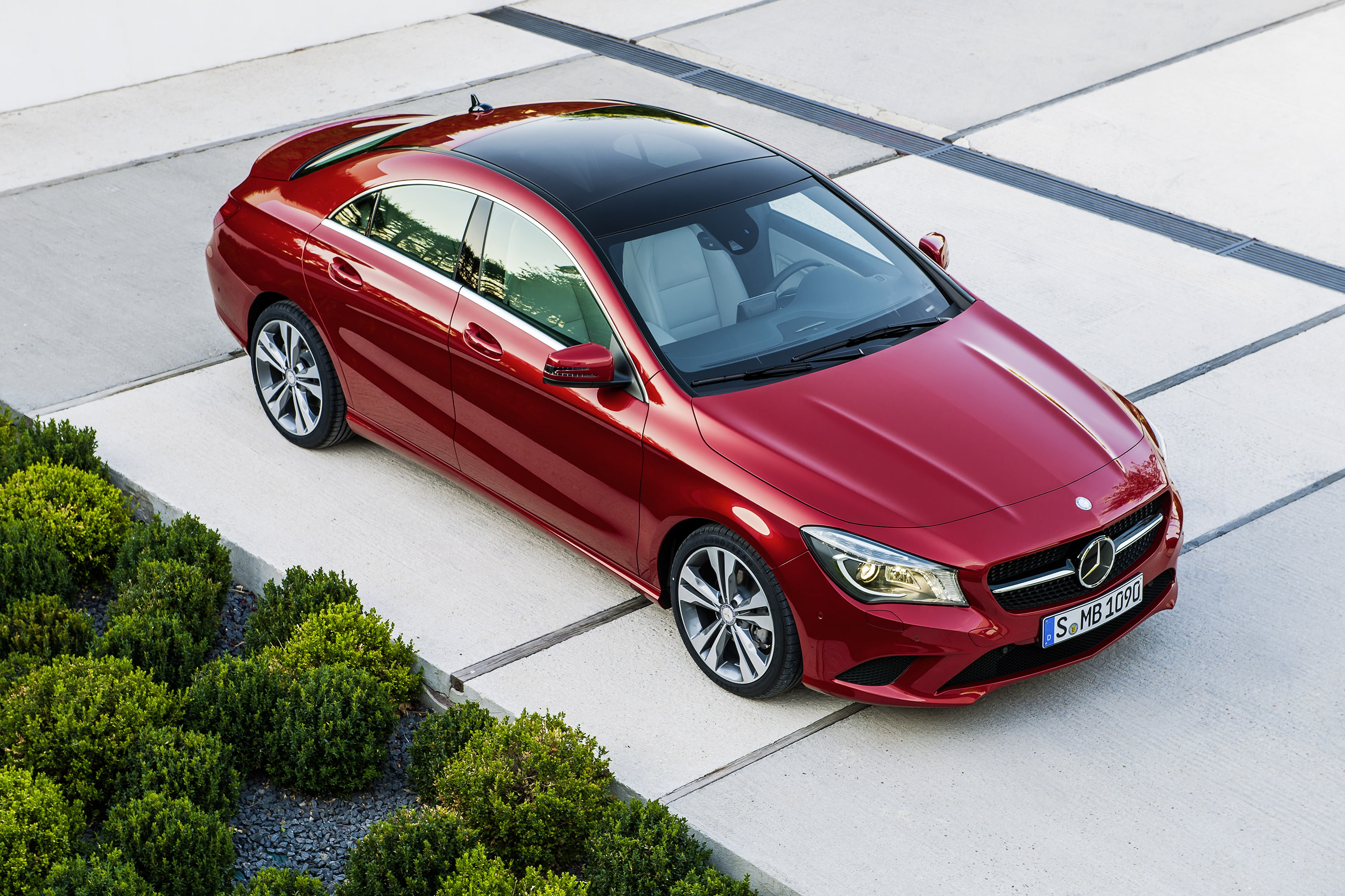 road, Mercedes, bush, CLA, 2K, 220, red, HD Wallpaper