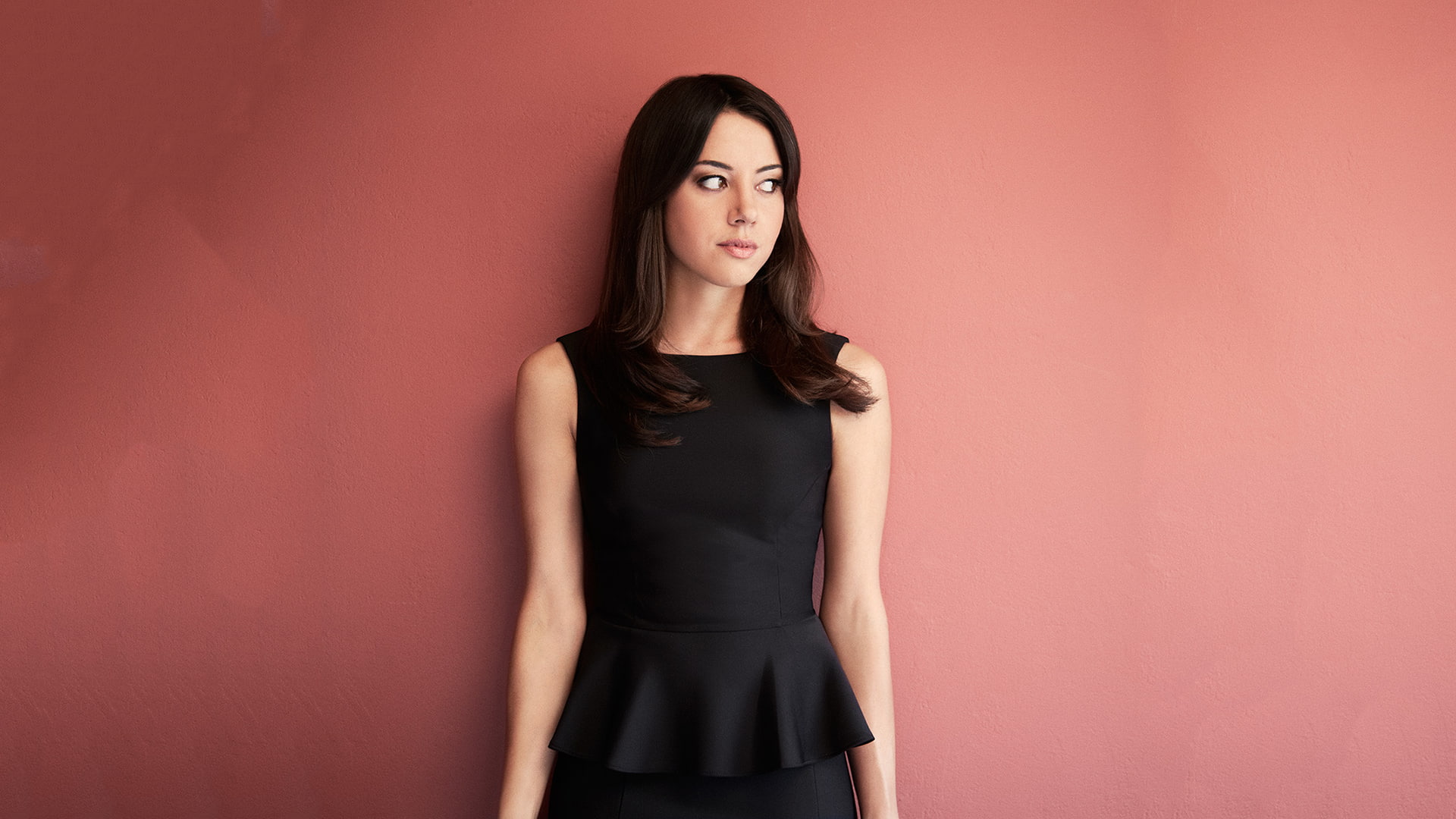 1080P, looking into the distance, dress, women, actress, Aubrey Plaza, celebrity, brunette, HD Wallpaper