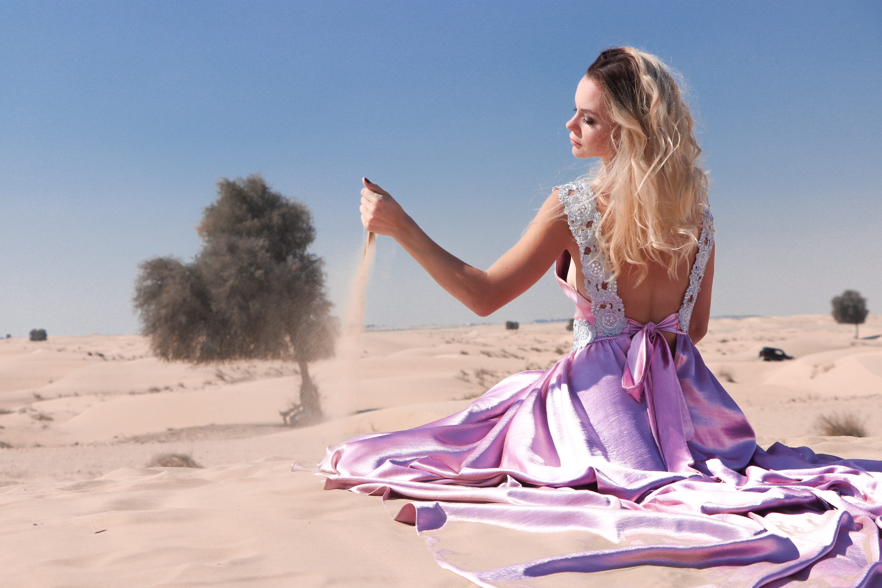 hair, young adult, sky, sunlight, tourism, hairstyle, travel, young women, wearing, adult, women, dress, blond girl, relax, blue, beauty, island, one person, HD Wallpaper