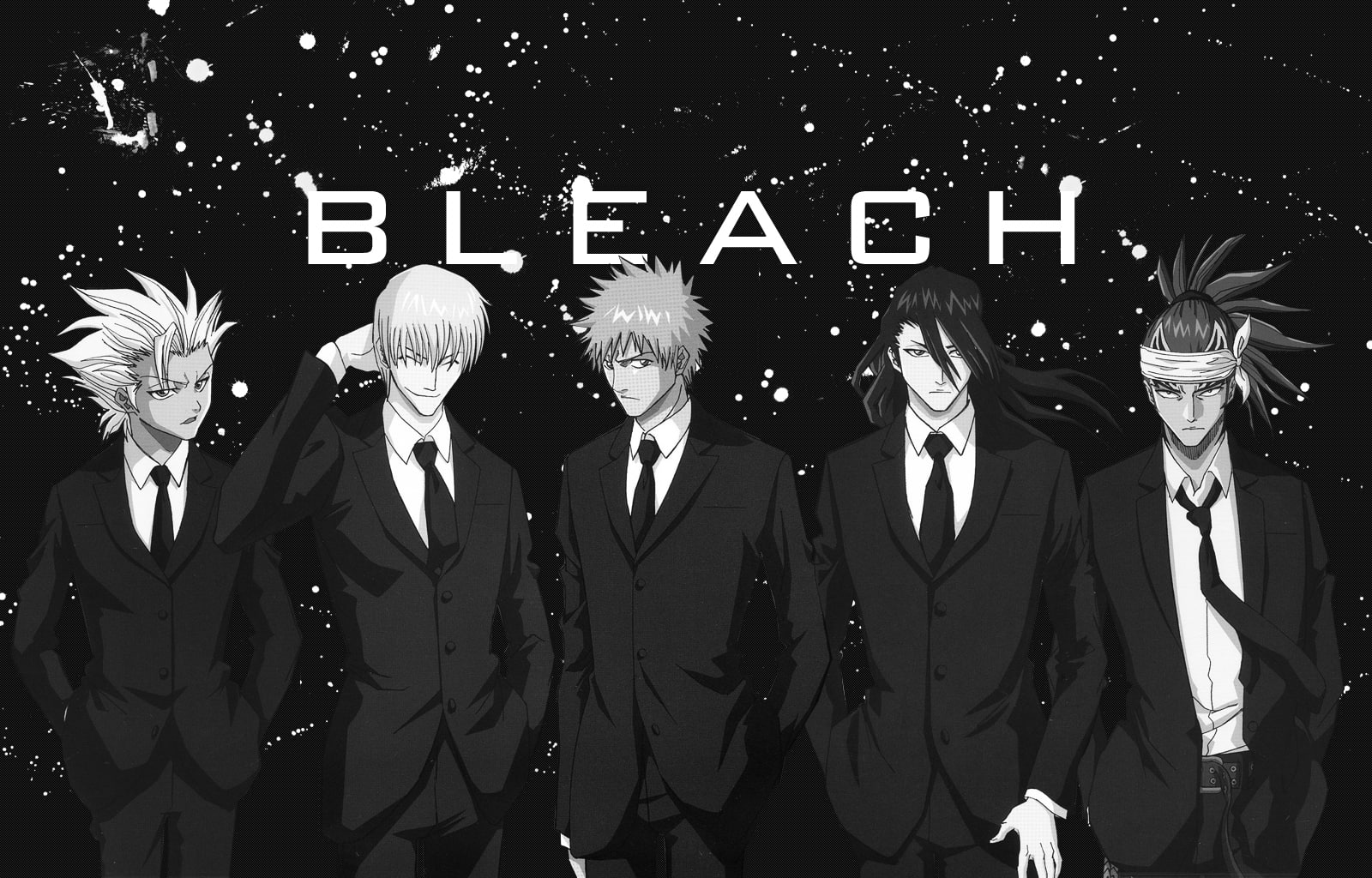 bleach, renji, abarai, kurosaki ichigo, gin, kuchiki, toshiro, hitsugaya, kurosaki, 720P, anime, byakuya, art, grayscale, ichimaru, ichigo, hd, HD Wallpaper