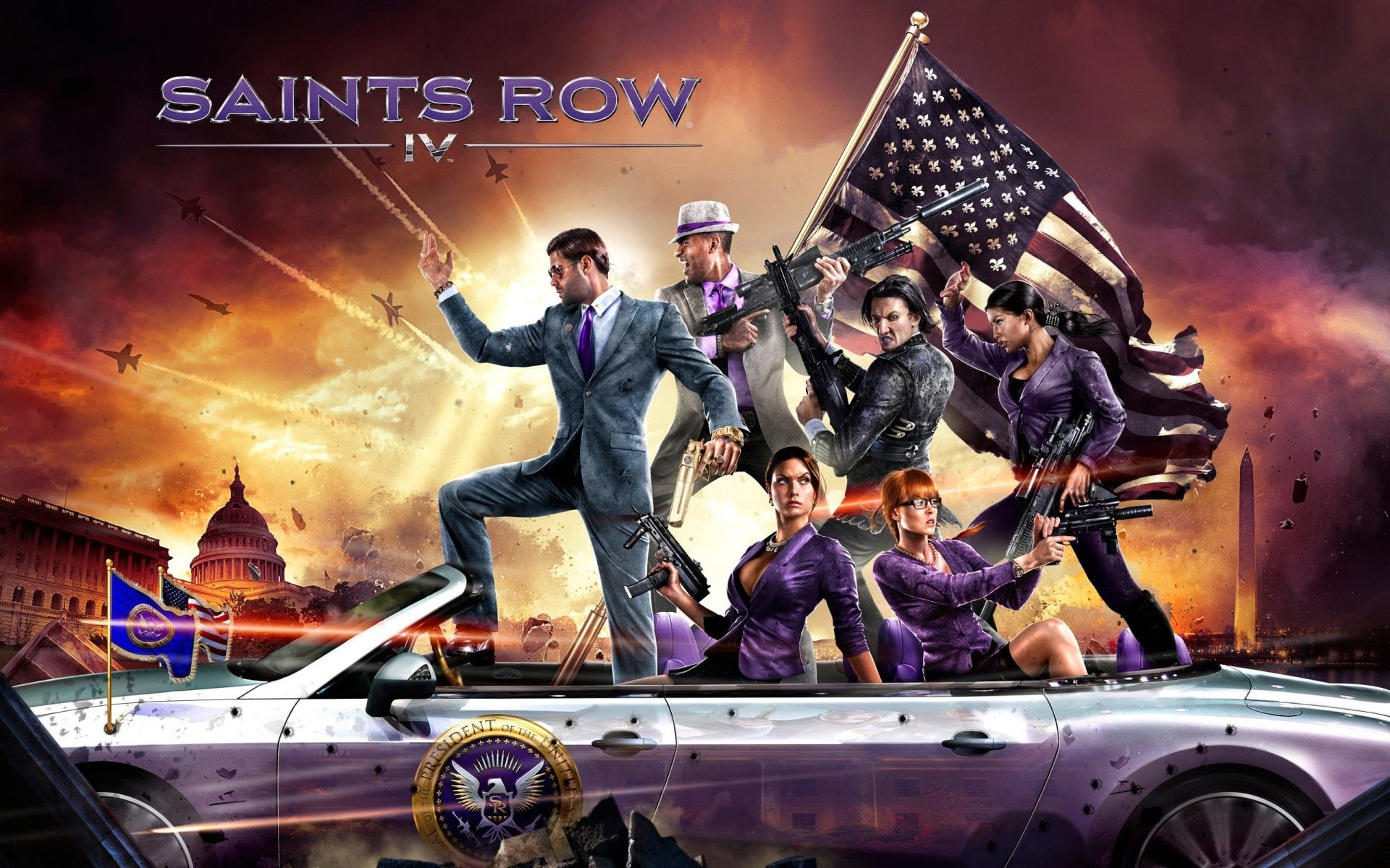 males, emotion, digital composite, row, communication, Saints Row IV, city, arts culture and entertainment, architecture, cloud - sky, group of people, HD Wallpaper