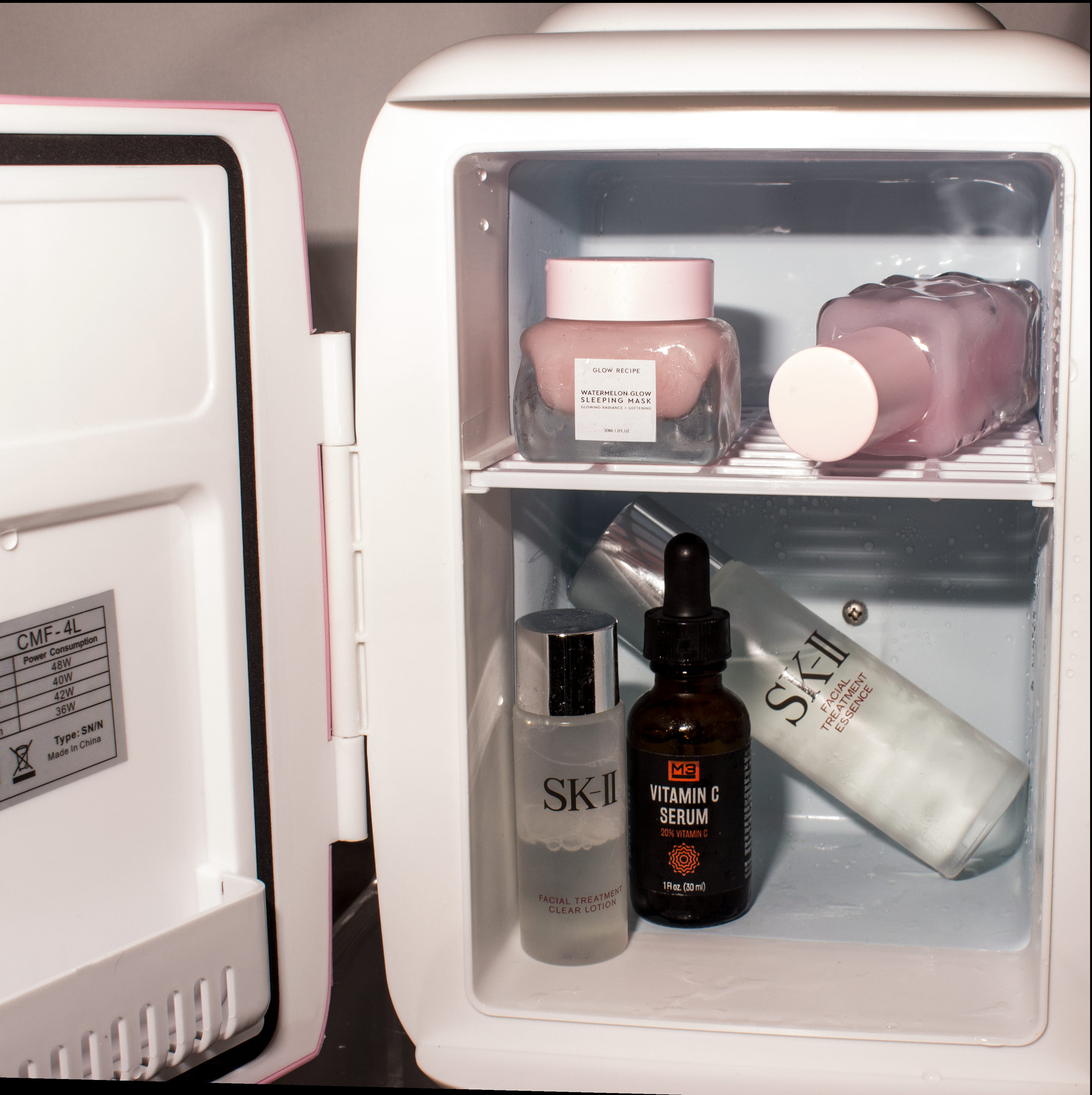 glow recipe, drink, glossier, label, editorial, no people, skin care, text, food and drink, skincare routine, choice, shelf, refrigerator, los angeles, Phone HD Wallpaper