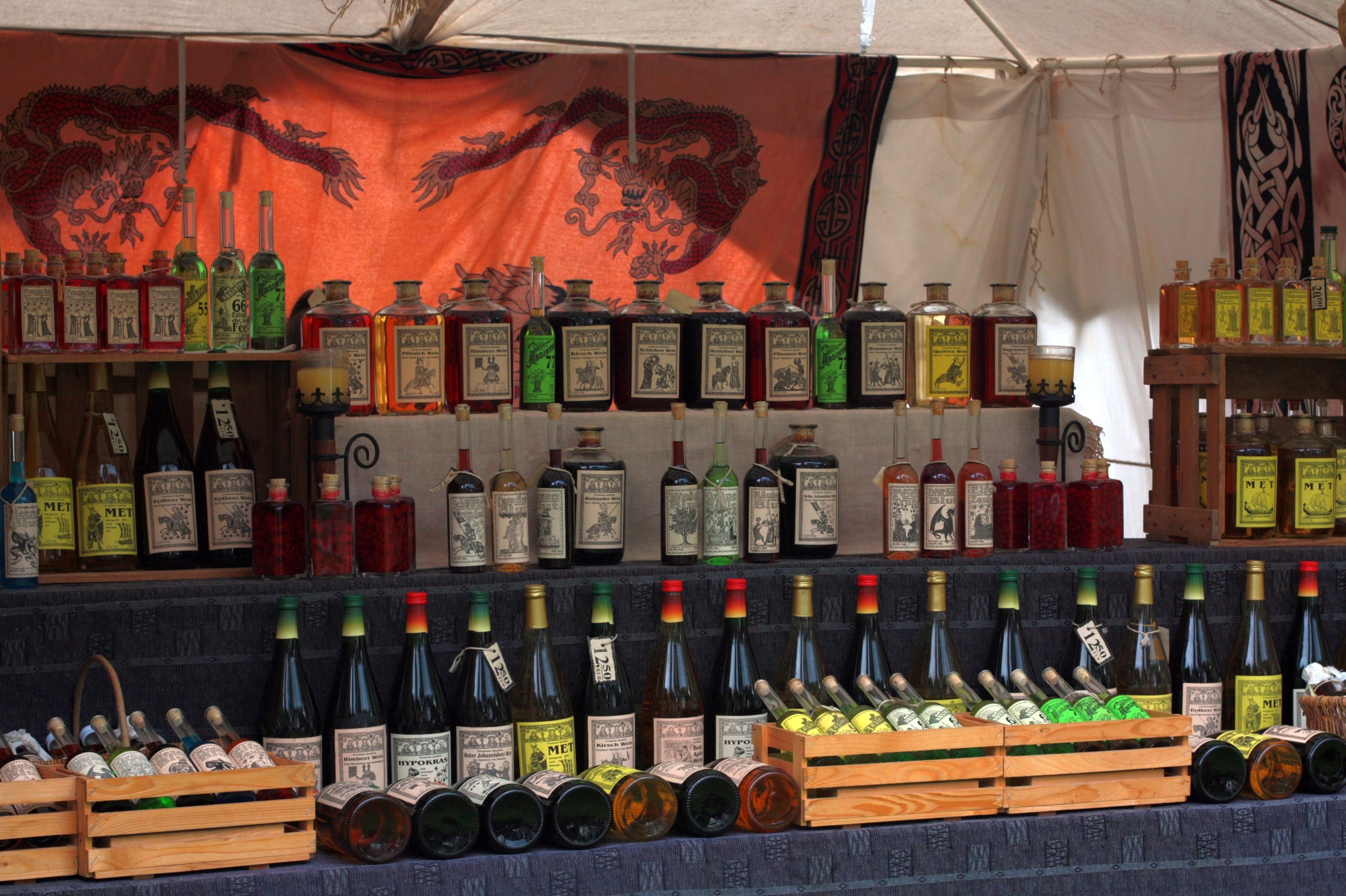 wine stand, order, still life, market, variation, shelf, for sale, arrangement, multi colored, retail, castle, side by side, 2K, store, middle ages, liqueur, HD Wallpaper