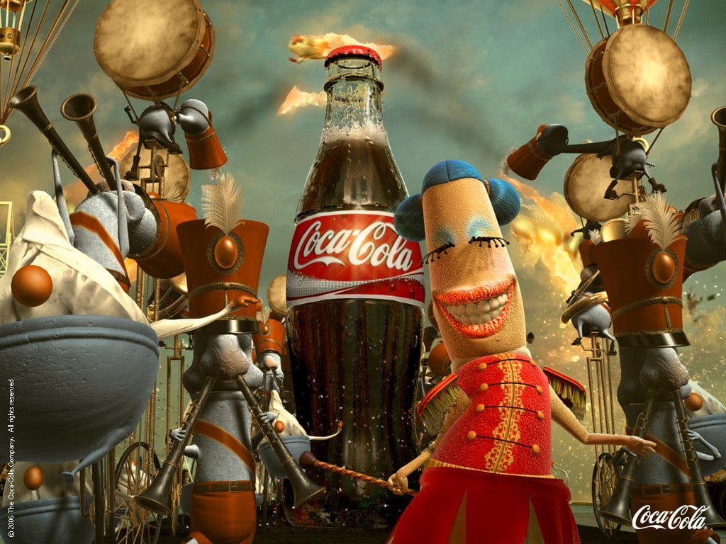 Coca-Cola, close-up, 480P, market, day, arts culture and entertainment, no people, outdoors, 2006 (Year), creativity, figurine, male likeness, craft, retail, HD Wallpaper