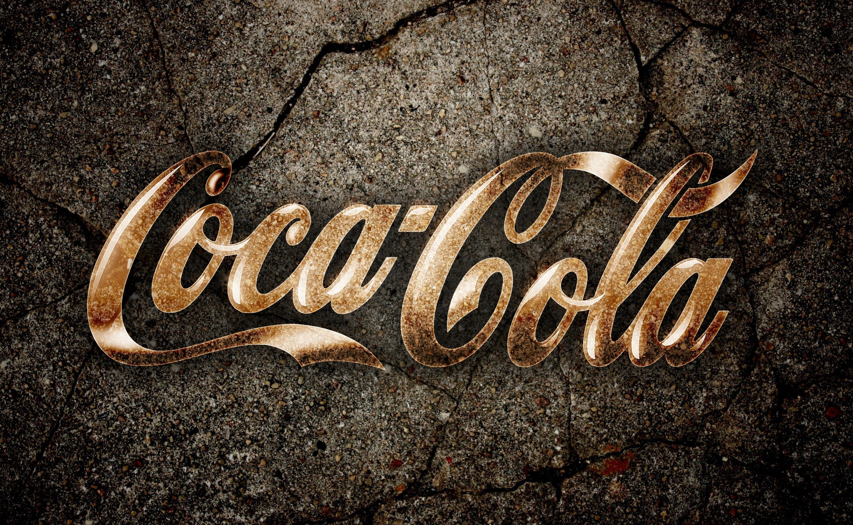 2K, Cola, outdoors, positive emotion, capital letter, solid, love, road, single word, Artistic, Coca, no people, city, high angle view, close-up, Grunge, HD Wallpaper