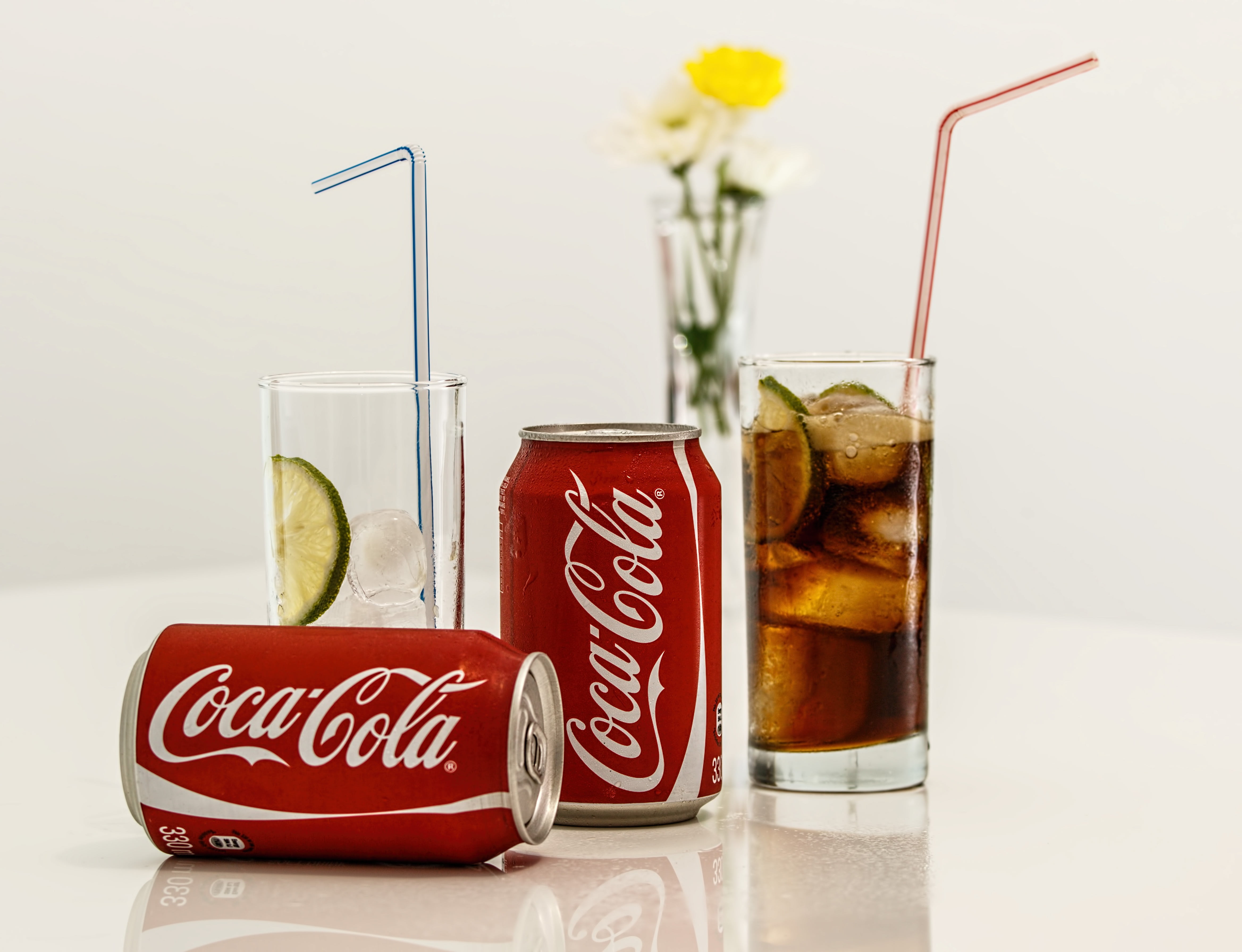 snack, western script, drink, red, freshness, food, fizzy, glass, refreshment, still life, coca cola, fruit, colored background, indoors, soda, table, food and drink, HD Wallpaper