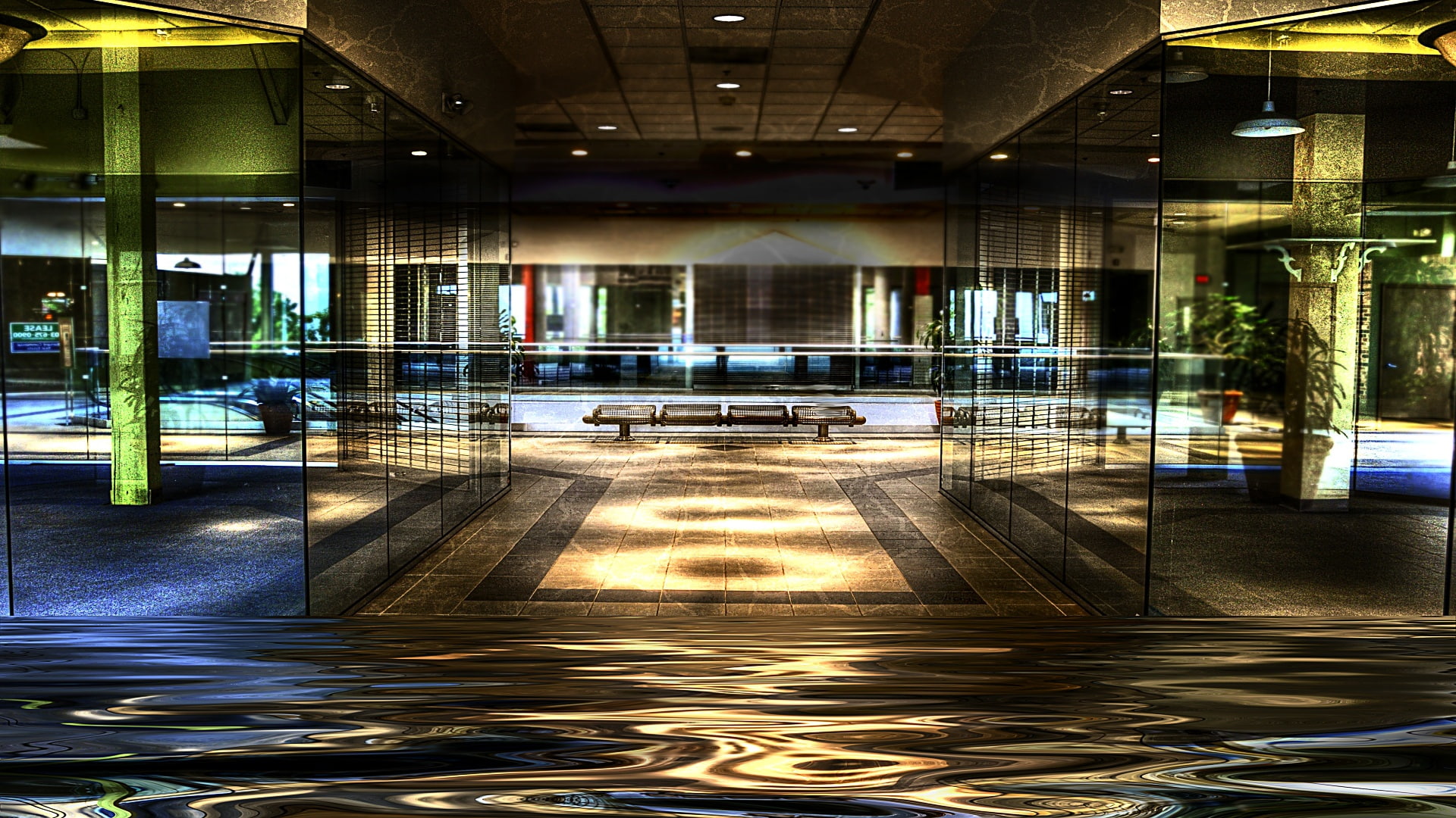 hall, panel, 1080P, art, modern, chair, architecture, glass, vip, Light, hd, Glow, welcome, glass panel, passage, HD Wallpaper