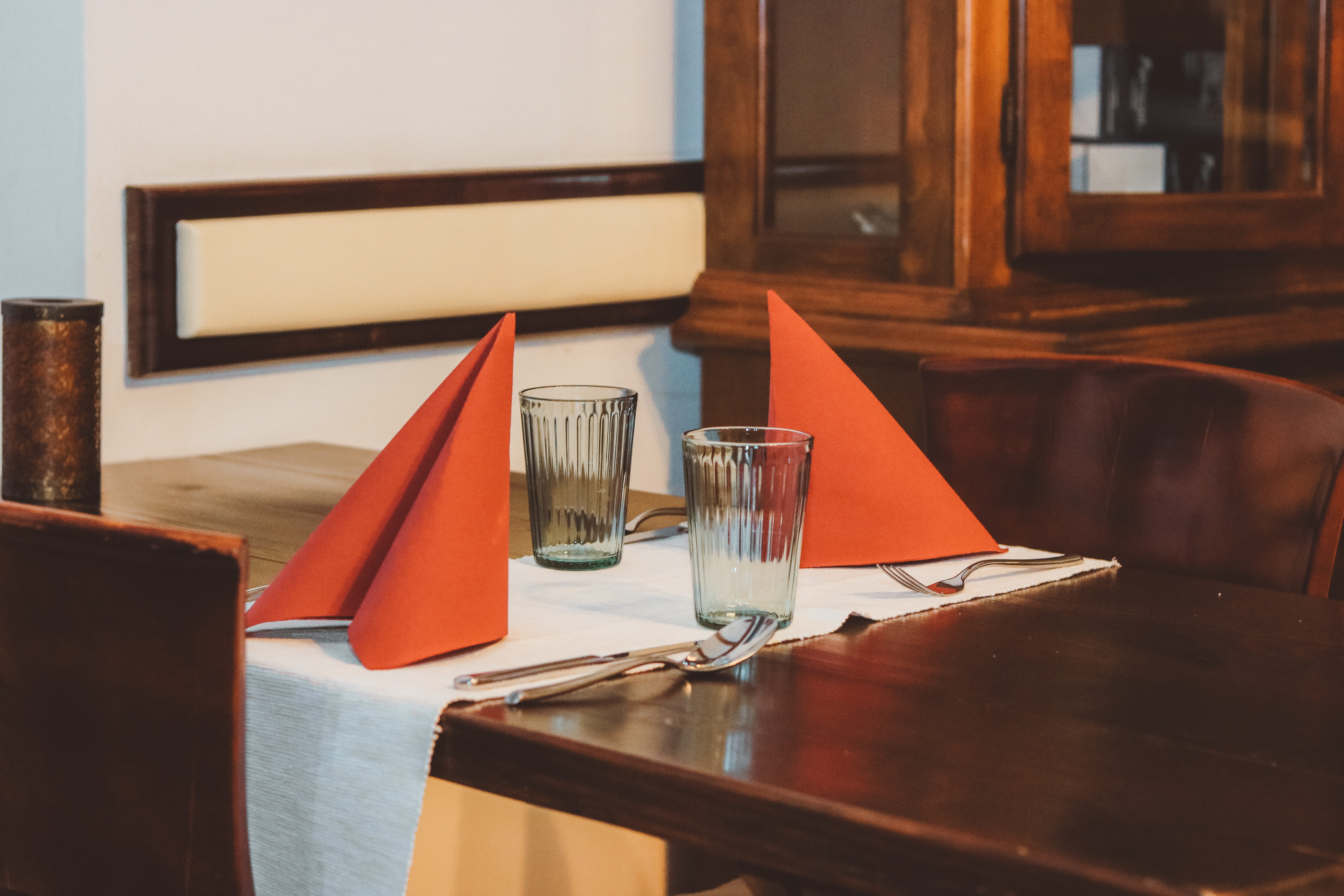 glass, wood - material, gourmet, menu, seat, 5K, drinking glass, setting, kitchen utensil, indoors, table knife, chef, selflove, table, no people, cuisine, HD Wallpaper