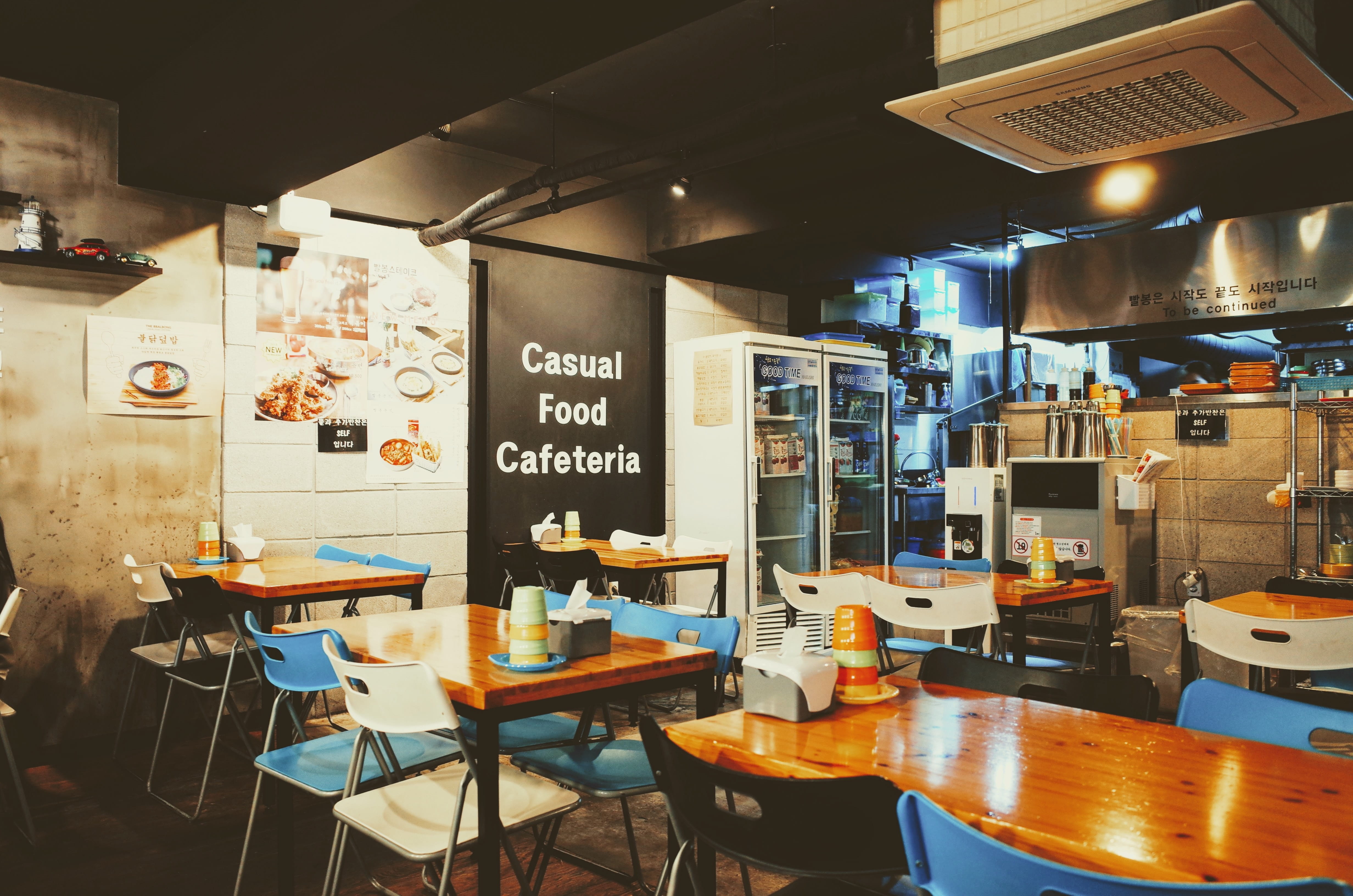 food and drink, bar - drink establishment, bar counter, empty, seats, cafeteria, restaurant, night, text, coffee shop, tables, seat, illuminated, interior design, HD Wallpaper