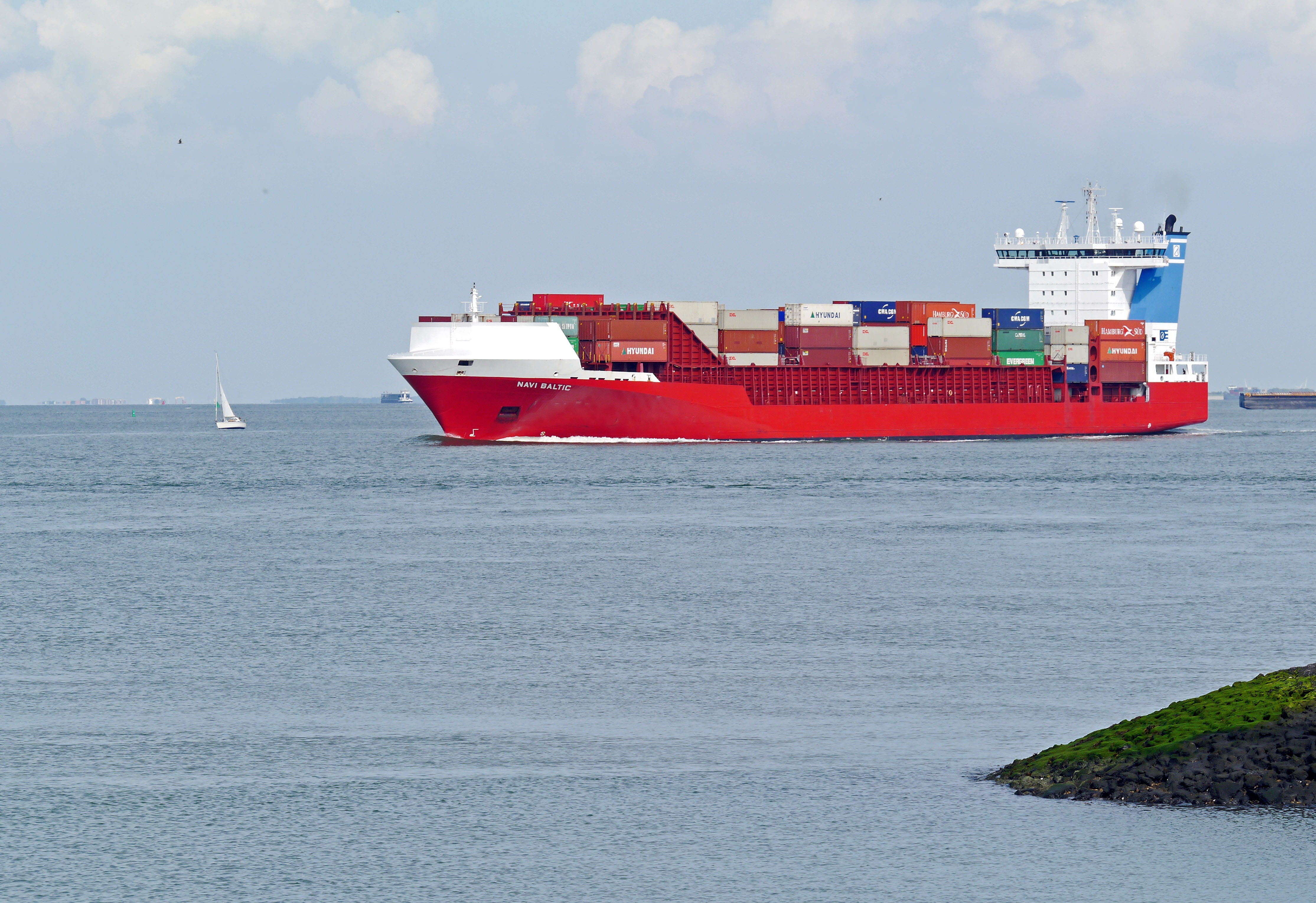 waterfront, shipping, frachtschiff, no people, seafaring, mode of transportation, water, cargo container, westerschelde, 4K, outdoors, business, movement of goods, HD Wallpaper