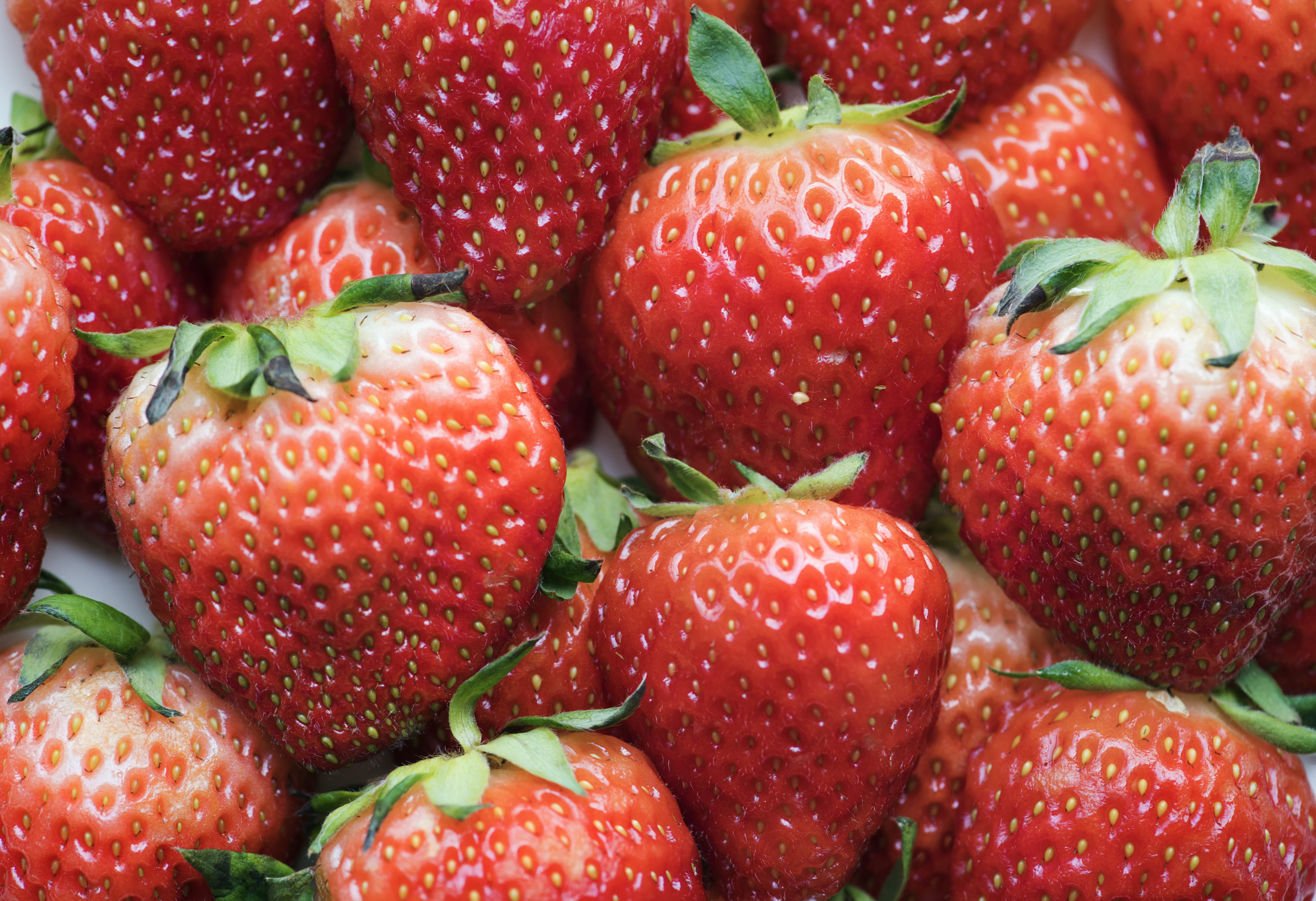 no people, raw, yummy, red, strawberry, ripe, freshness, still life, delicious, berry fruit, fresh, 4K, close-up, full frame, color, berries, food and drink, HD Wallpaper