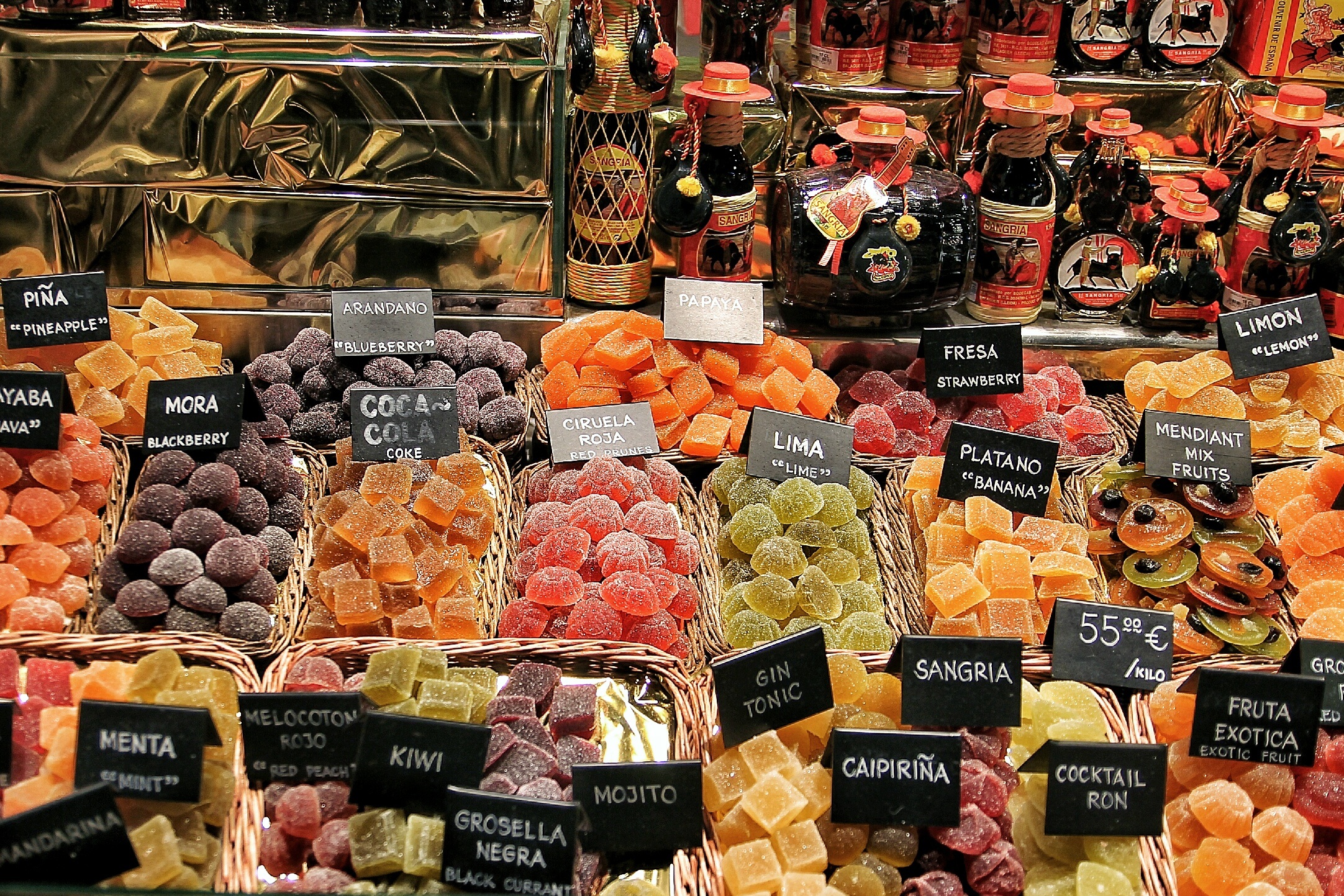 choice, no people, 1080P, sale, market, retail, variation, for sale, abundance, the boqueria, candies, text, color, multi colored, food, communication, HD Wallpaper