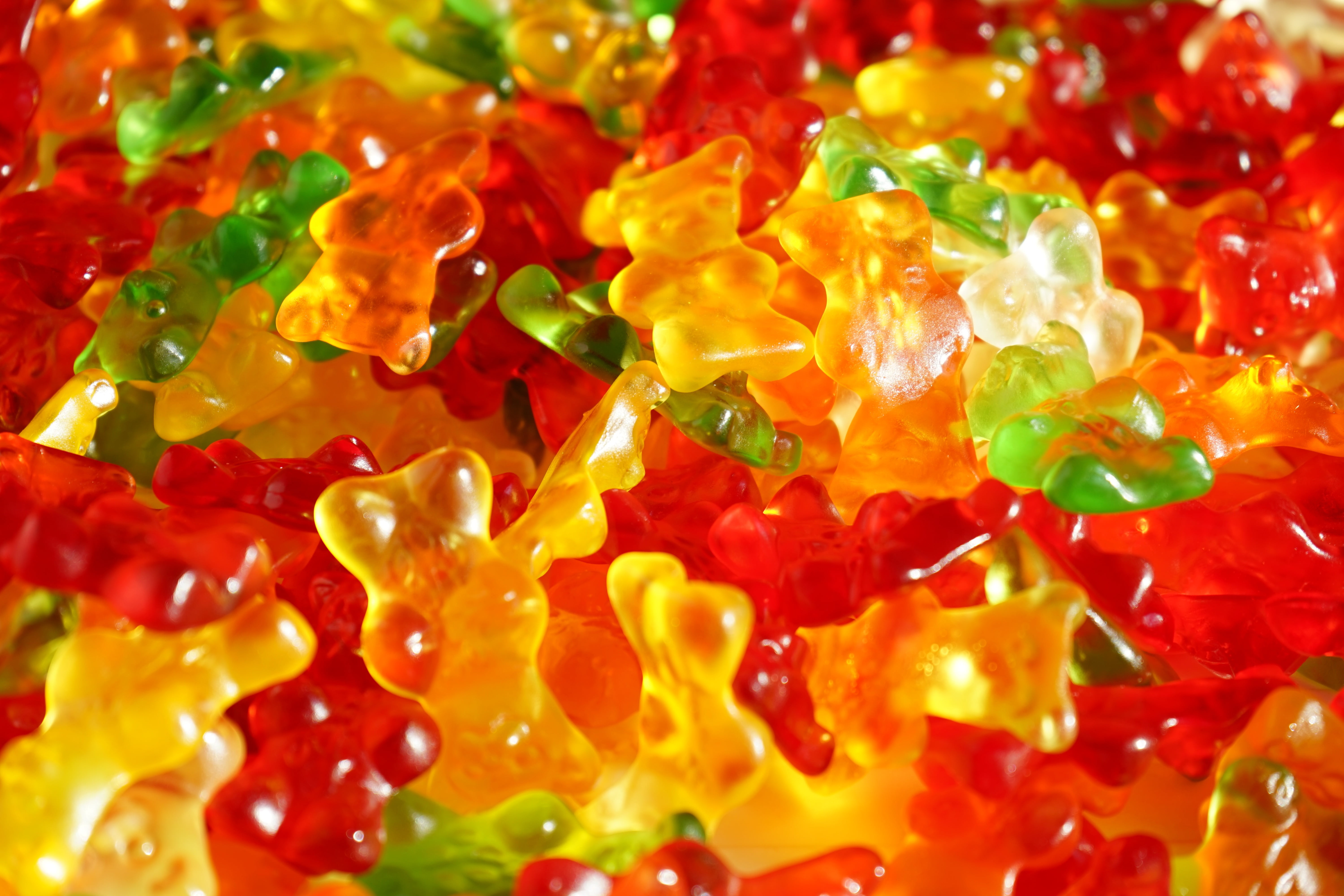 large group of objects, color, full frame, red, sweetness, sweet, fruit, yellow, abundance, high angle view, lot, sweet Food, gummy, orange, selective focus, HD Wallpaper