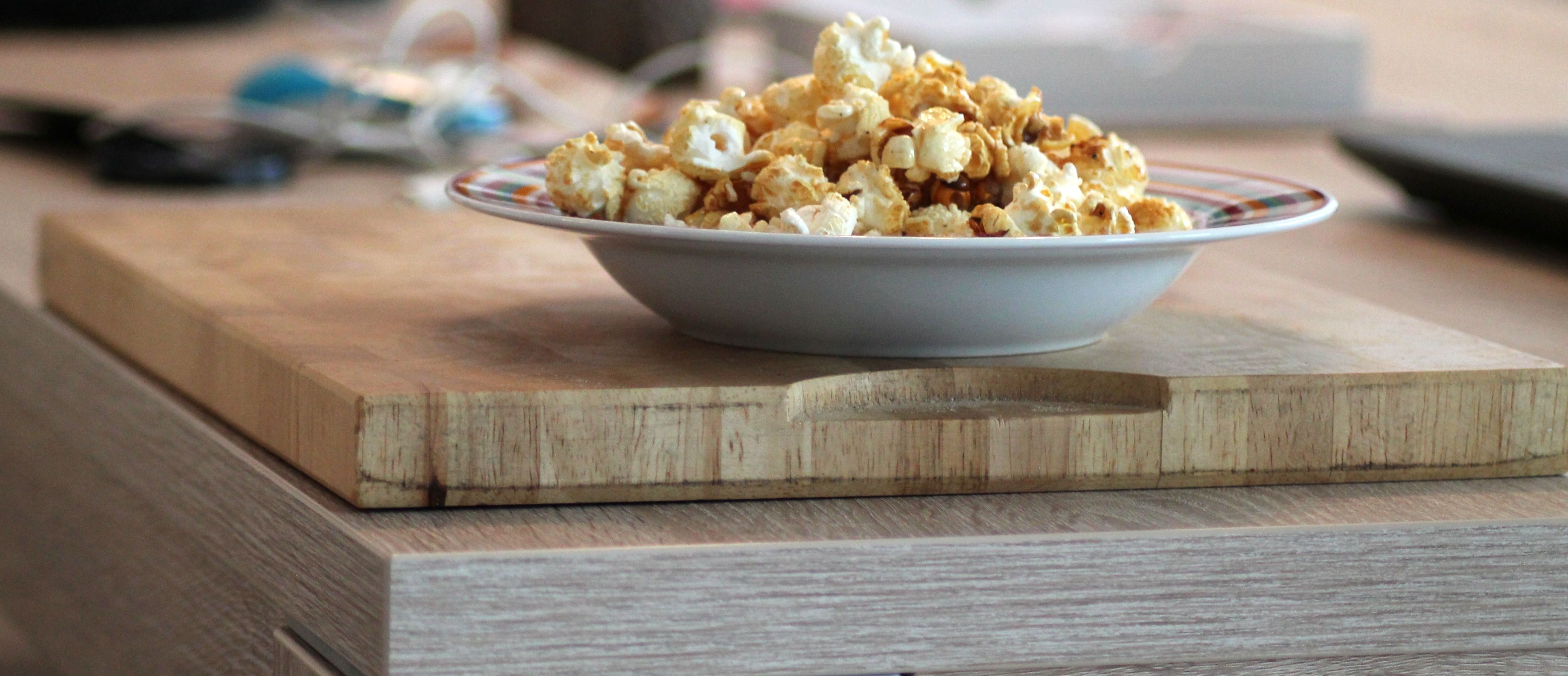 wooden, wellbeing, snack, popcorn, art, kitchen utensil, food and drink, board, fair, healthy eating, focus on foreground, freshness, breakfast, nibble, HD Wallpaper