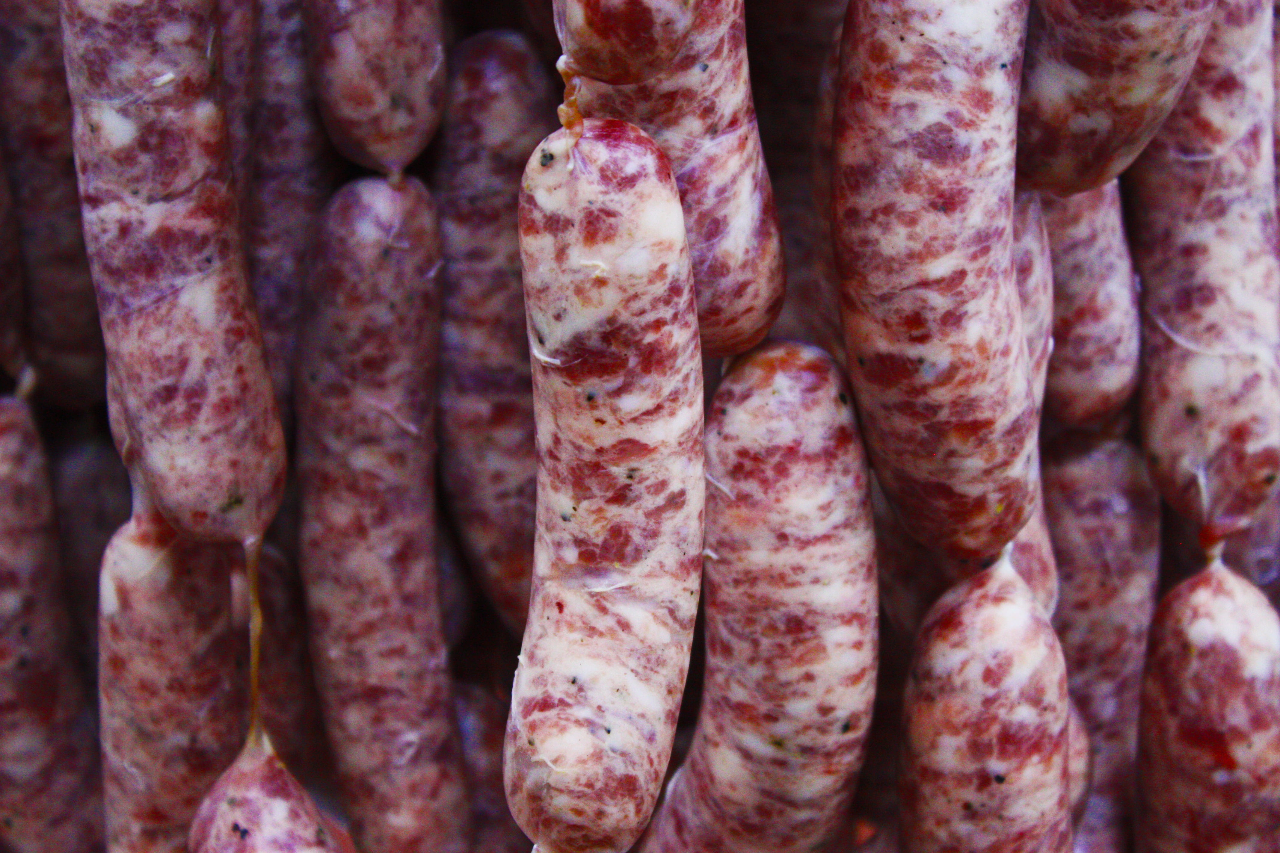 no people, food, sausage, raw food, meat, unhealthy eating, close up, in a row, full frame, large group of objects, pork, business, barbecue, uncooked, HD Wallpaper
