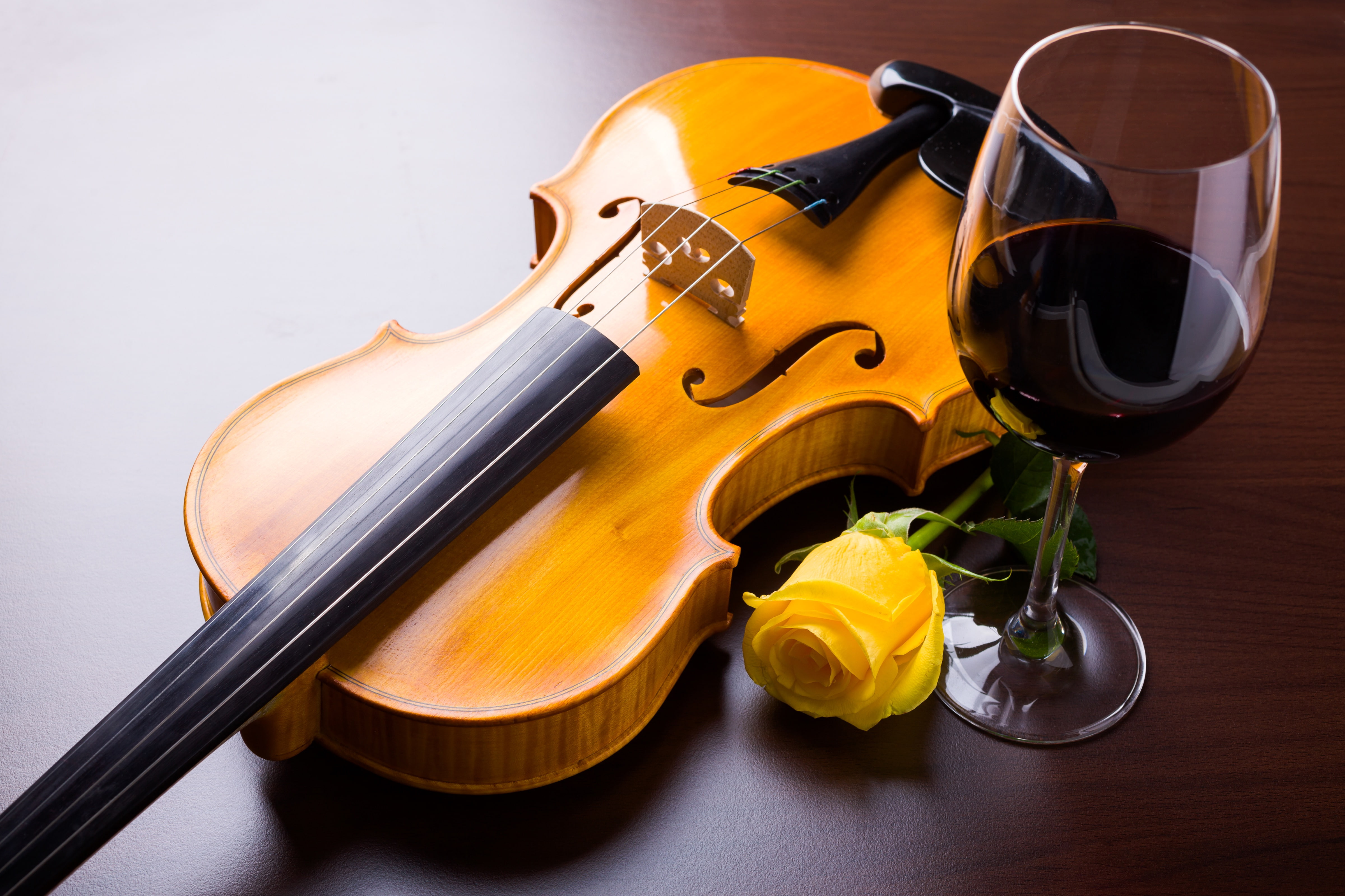 Glass, Wine, Yellow Rose, Guitar, 4K, HD Wallpaper