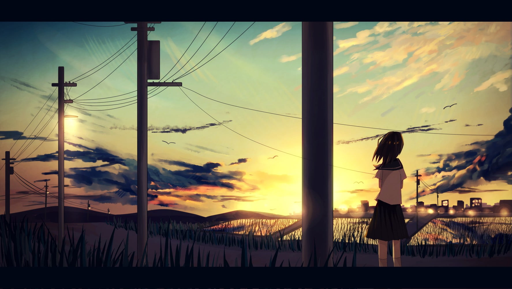 outdoors, electricity, character, nature, people, women, dusk, silhouette, sunset, beautiful, summer, females, sun, technology, auto post production filter, HD Wallpaper