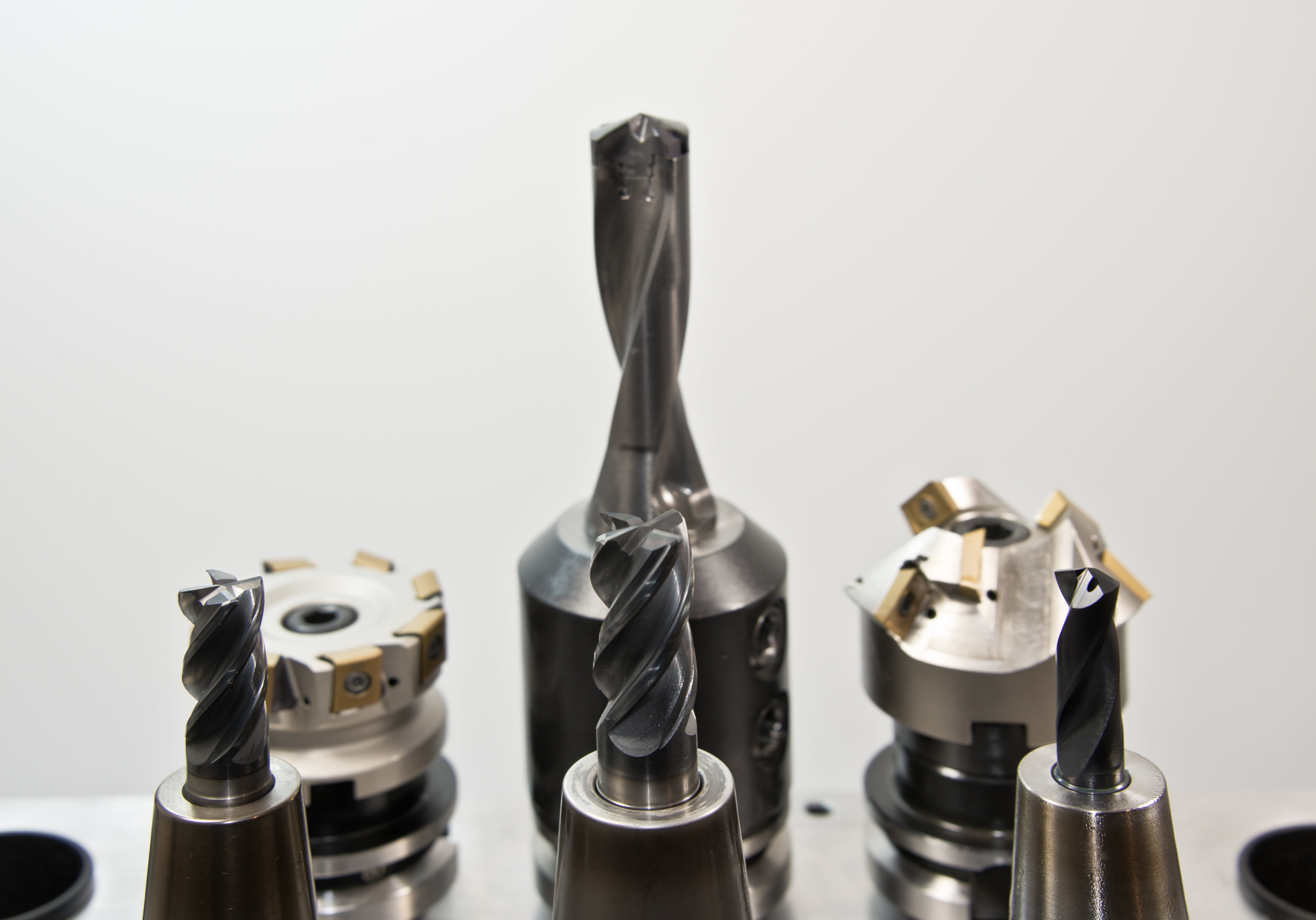 cnc machine, drill, variation, alloy, metalworking, silver colored, studio shot, indoors, still life, group of objects, toy, drilling head, mechanics, zerspahnung, HD Wallpaper
