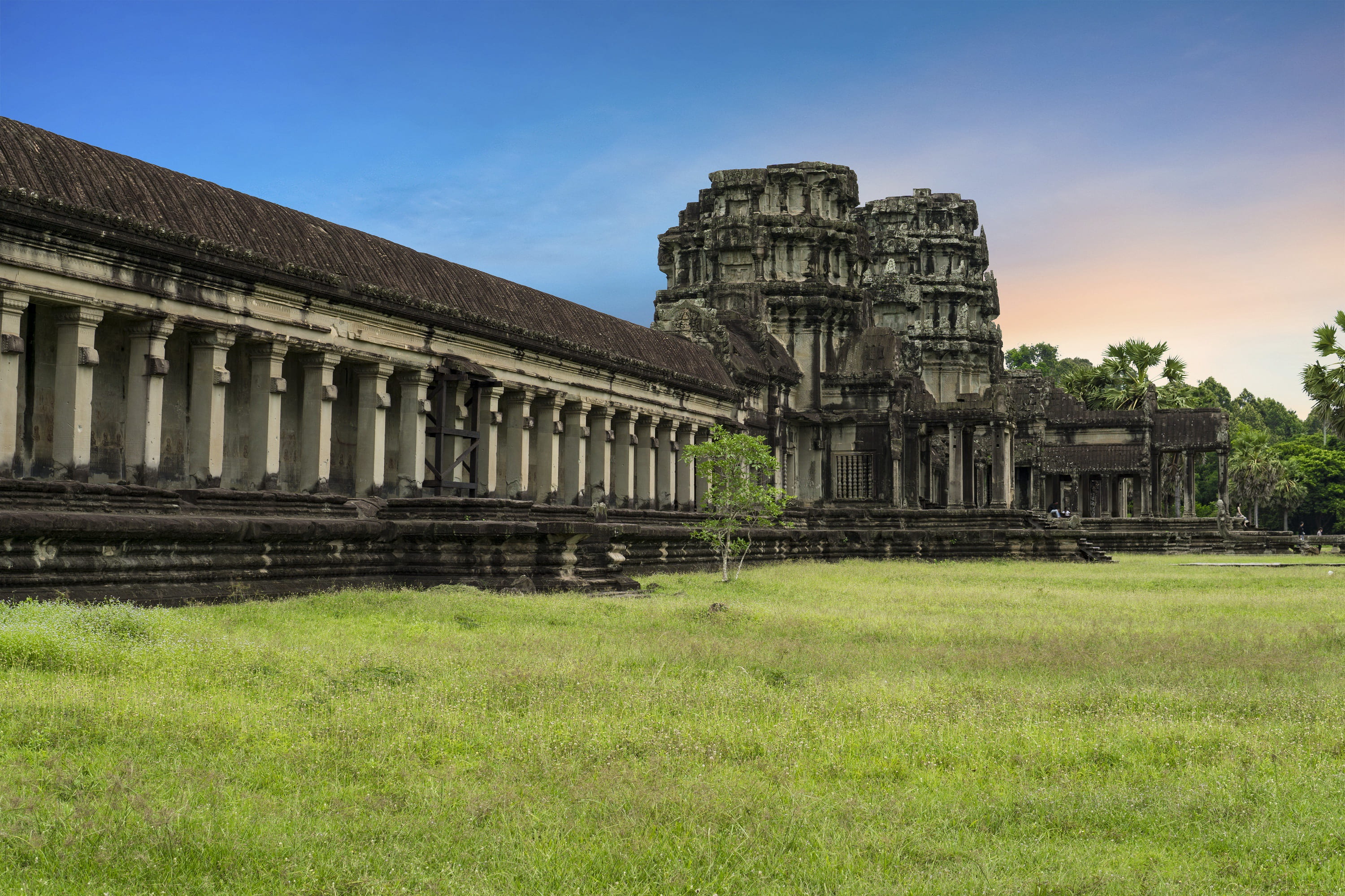 ancient, cambodia, sky, built structure, archaeology, ruined, travel, outdoors, day, architectural column, spirituality, travel destinations, old ruin, HD Wallpaper