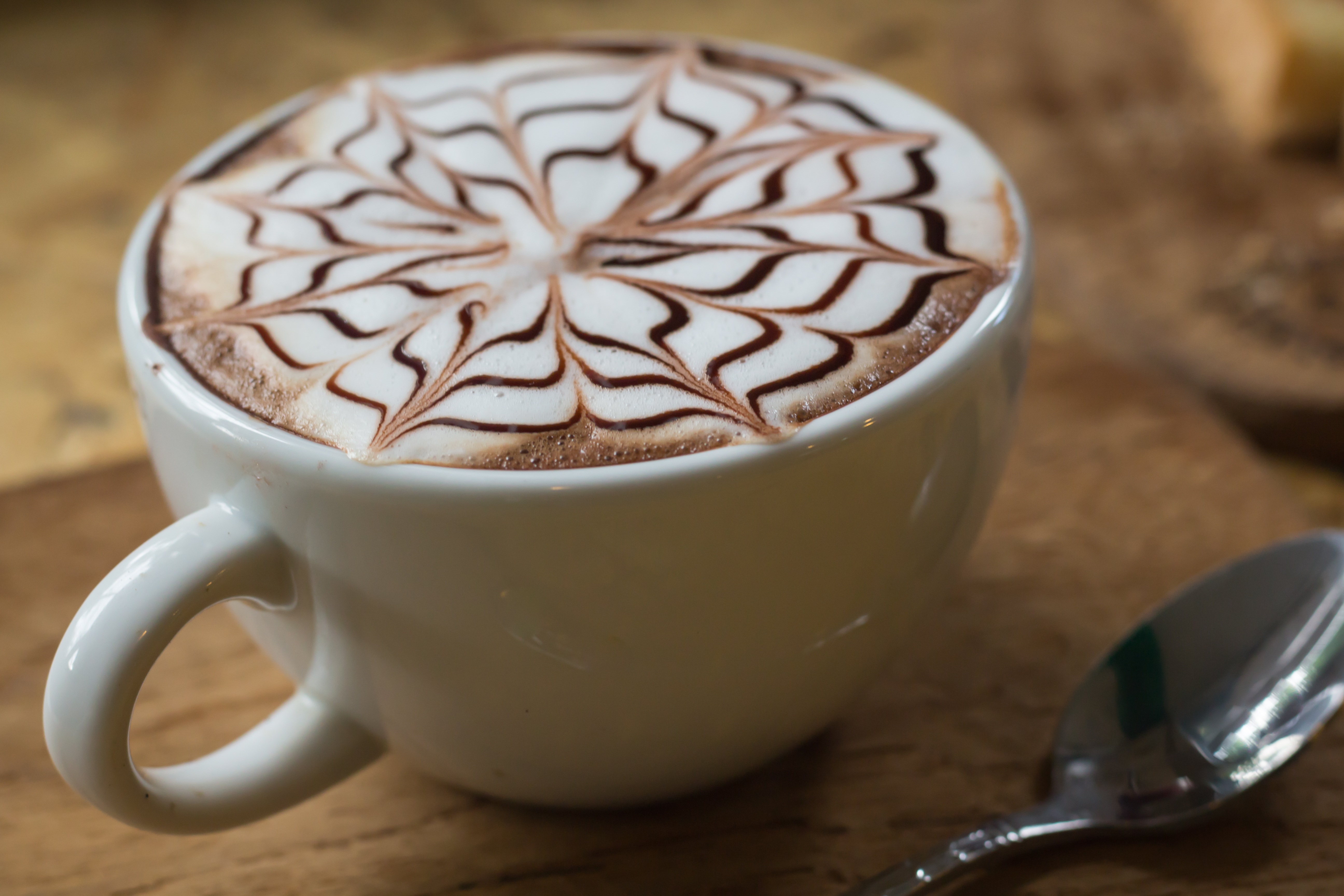 table, sweet, do the job, froth art, cappuccino, frothy drink, delicious, of the blank, velvety, coffee cup, focus on foreground, eating utensil, happy, HD Wallpaper