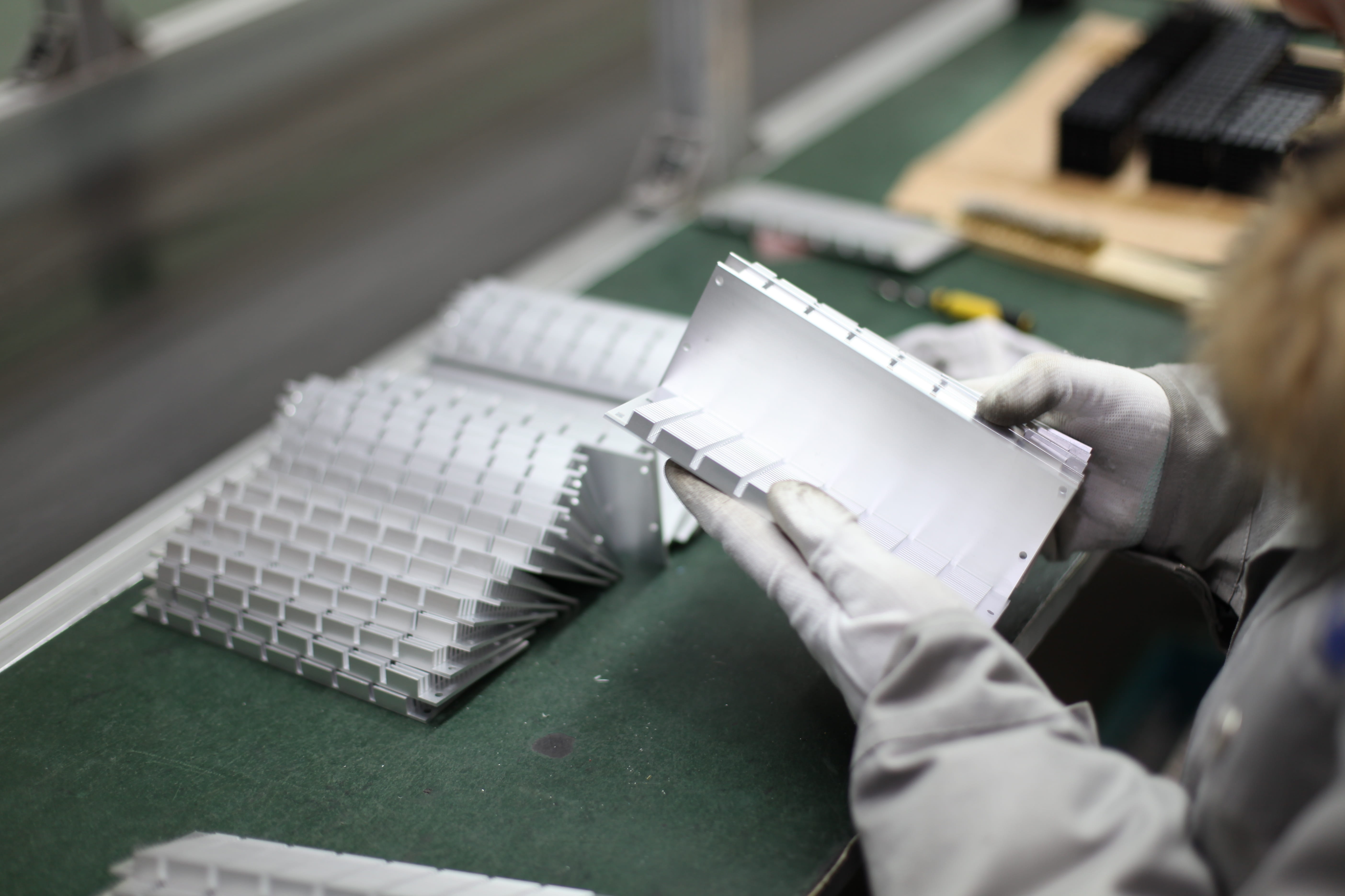 production line, one person, holding, hand, industry, 5K, business, Aluminium, occupation, day, human body part, Components, aluminium components, close-up, HD Wallpaper