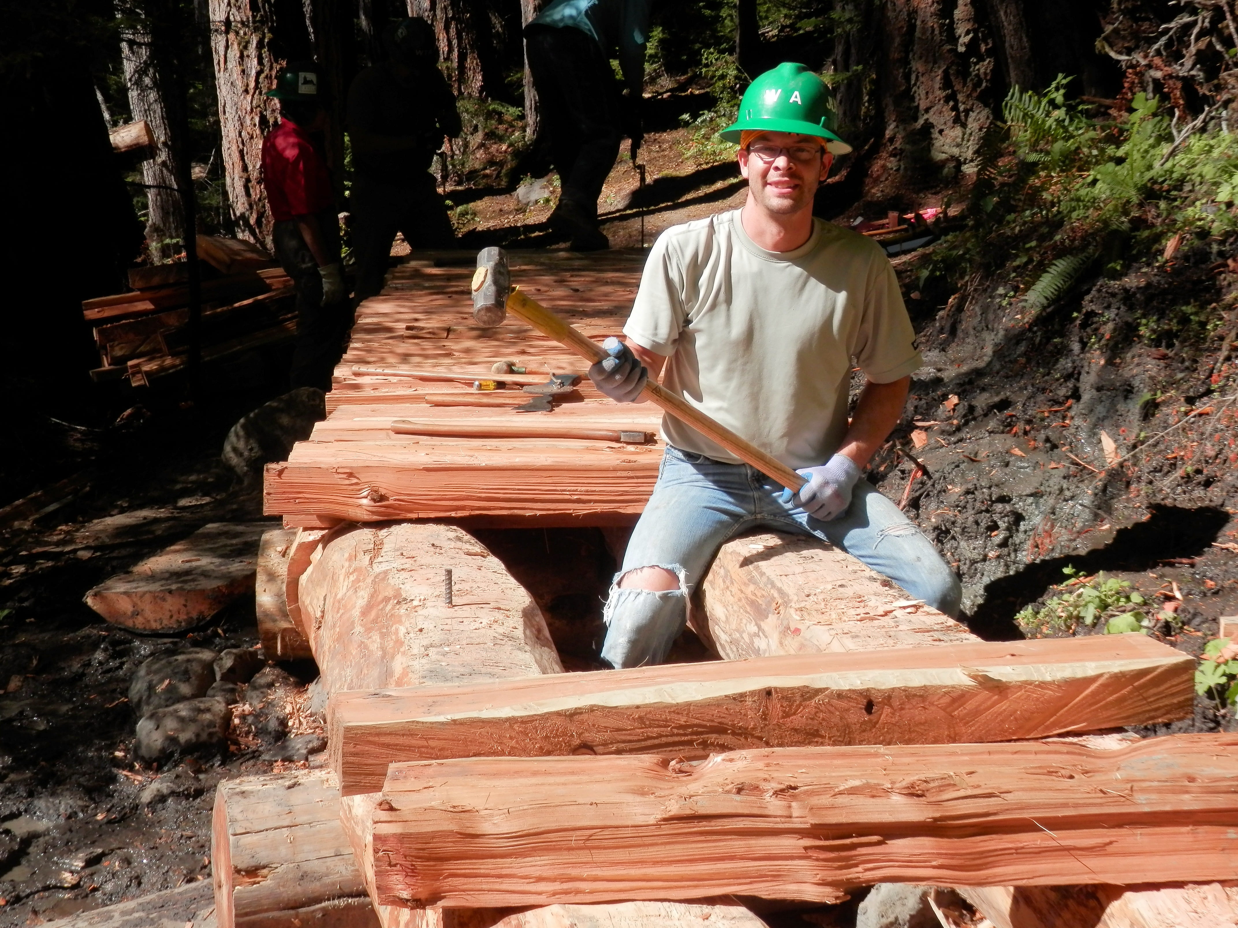 smiling, tool, real people, washington, day, sledgehammer, workman, hardhat, handyman, leisure activity, masculine, Washington Trails Association, outdoors, HD Wallpaper