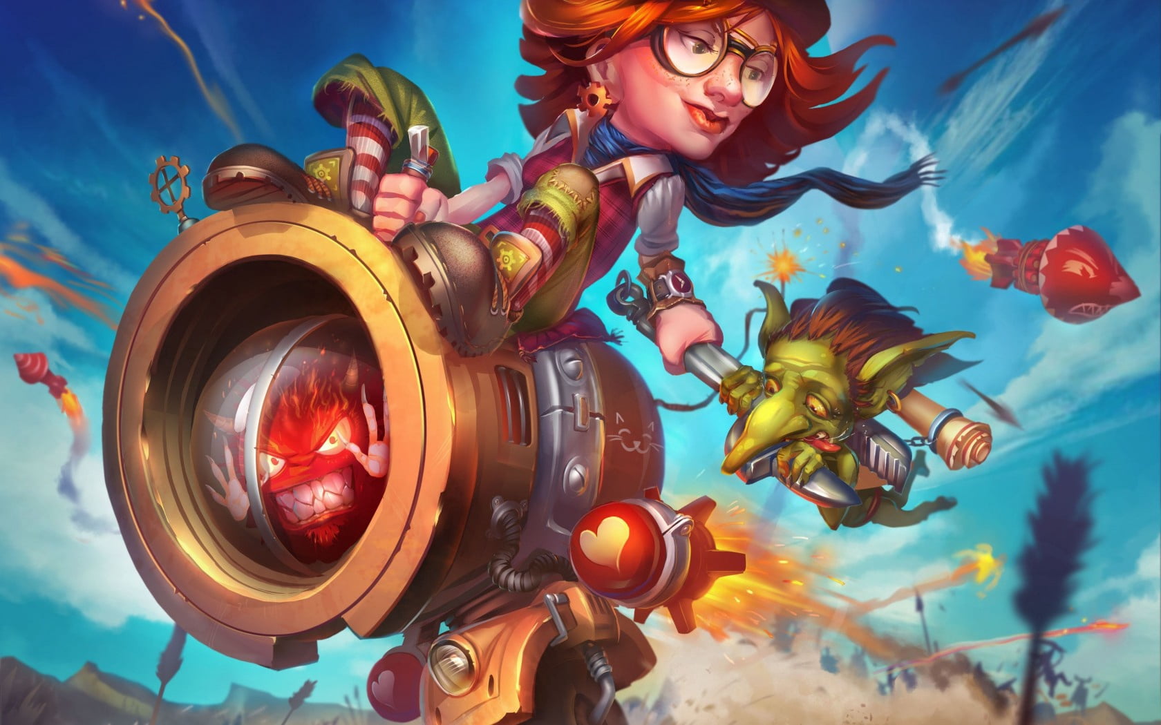 young women, fantasy, portrait, people, water, brown, image, rocket, 720P, hearthstone, goblin, backgrounds, leisure activity, front view, computer Graphic, HD Wallpaper