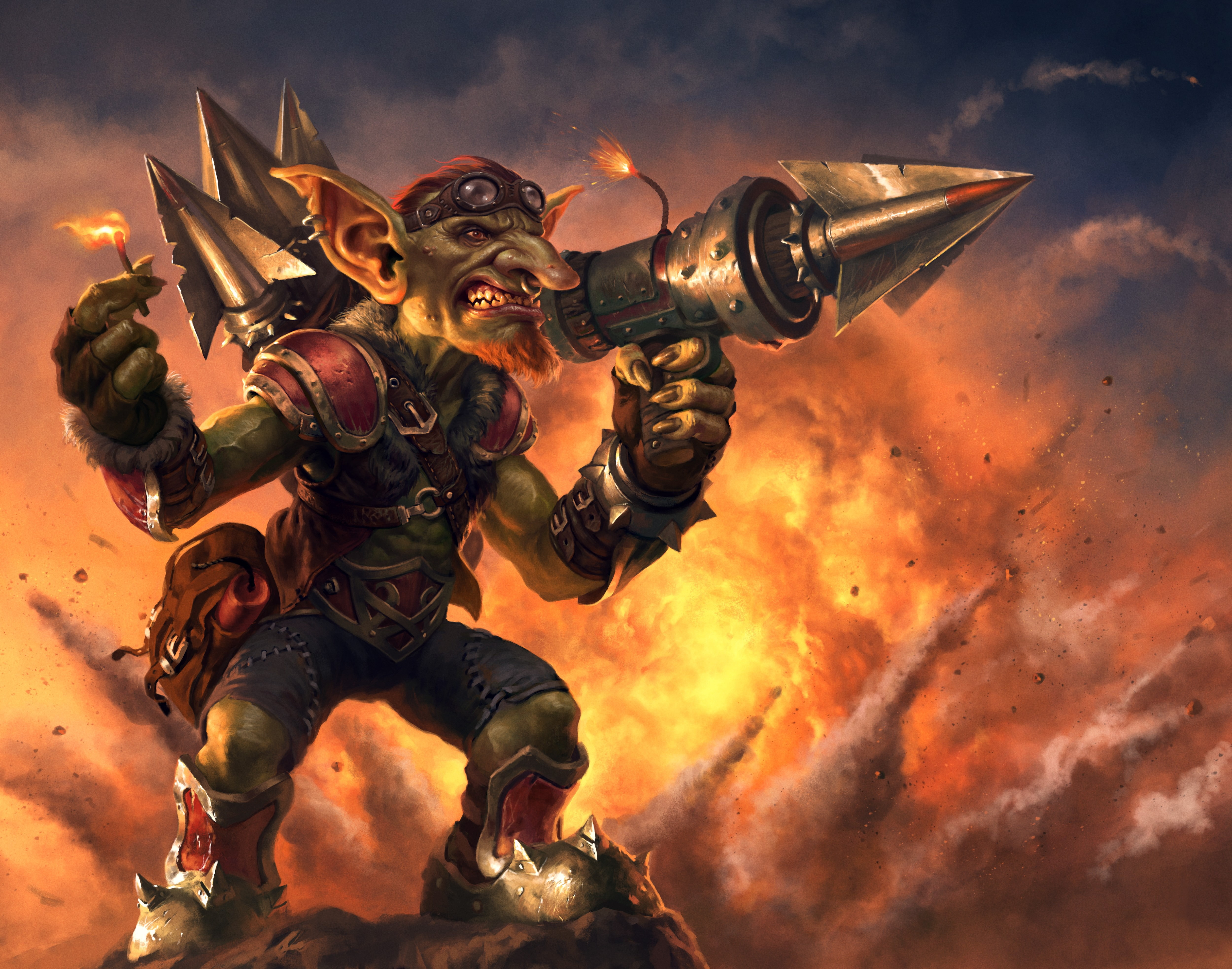 digital composite, explosive, Goblin, conflict, aggression, nature, cloud - sky, armed forces, army soldier, weapon, holding, burning, government, weapons, HD Wallpaper