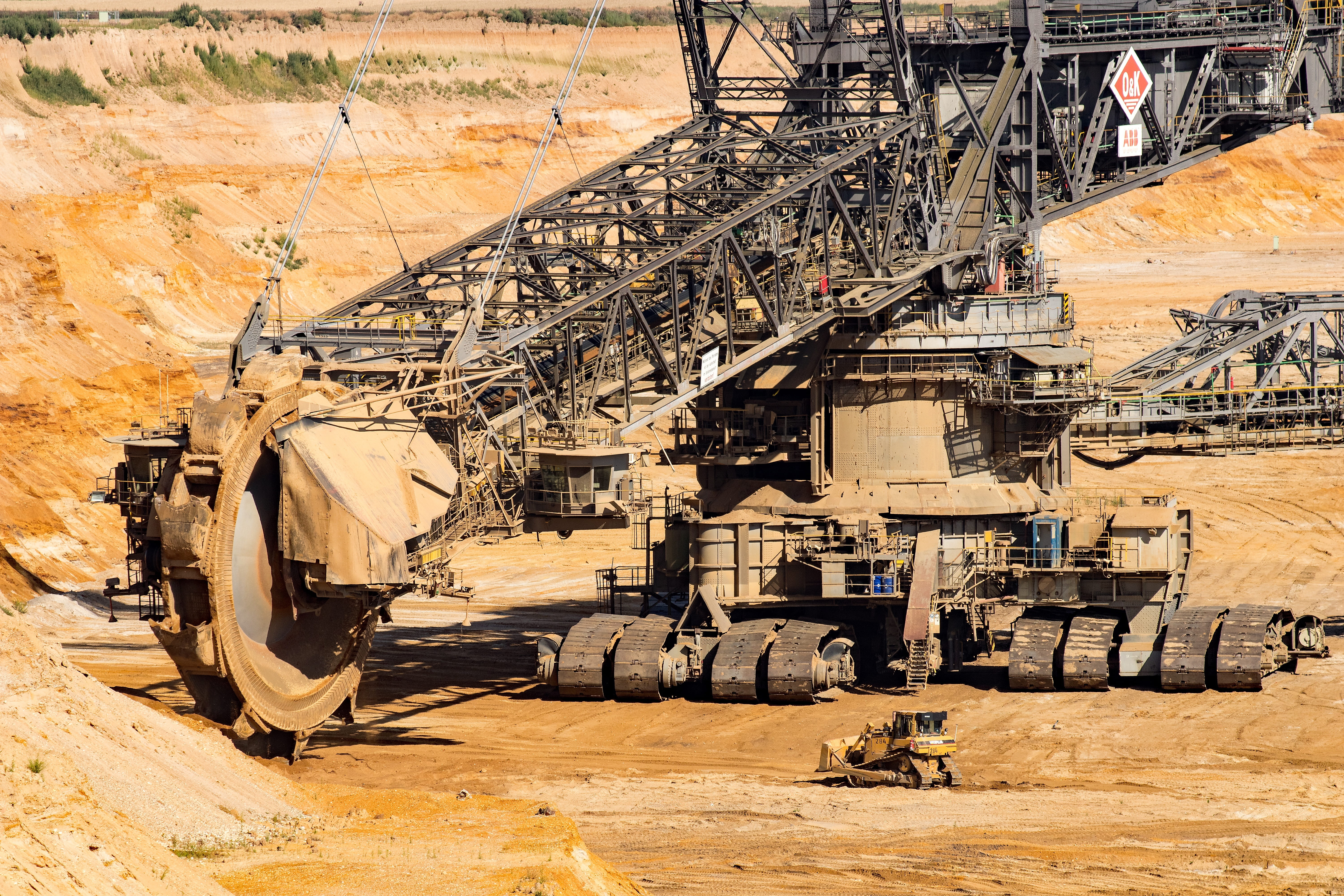 industry, Garzweiler, day, nature, no people, industrial plant, metal, carbon, Brown Coal, commodity, coal mine, pollution, built structure, energy, paddle wheel, HD Wallpaper