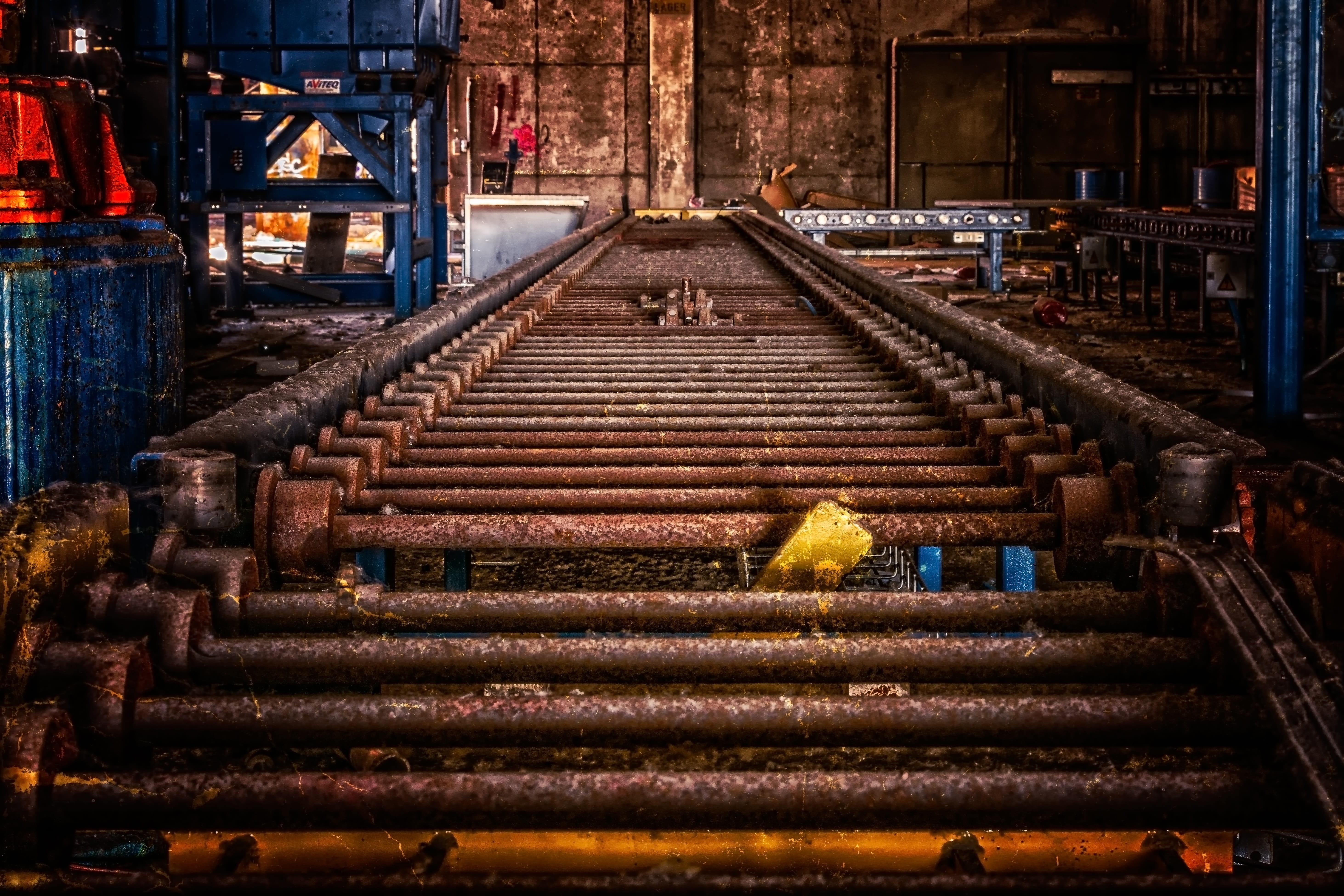railing, steps and staircases, industry, architecture, building exterior, abandoned places, staircase, rust, move, roll, illuminated, building, no people, HD Wallpaper