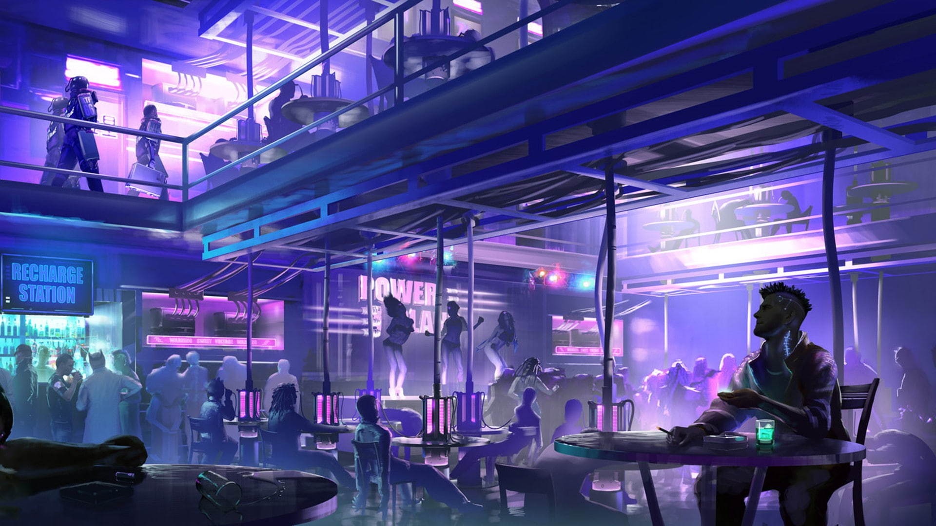 equipment, business, adult, illuminated, industry, sitting, night, lighting equipment, men, industrial equipment, occupation, indoors, purple, computer, HD Wallpaper