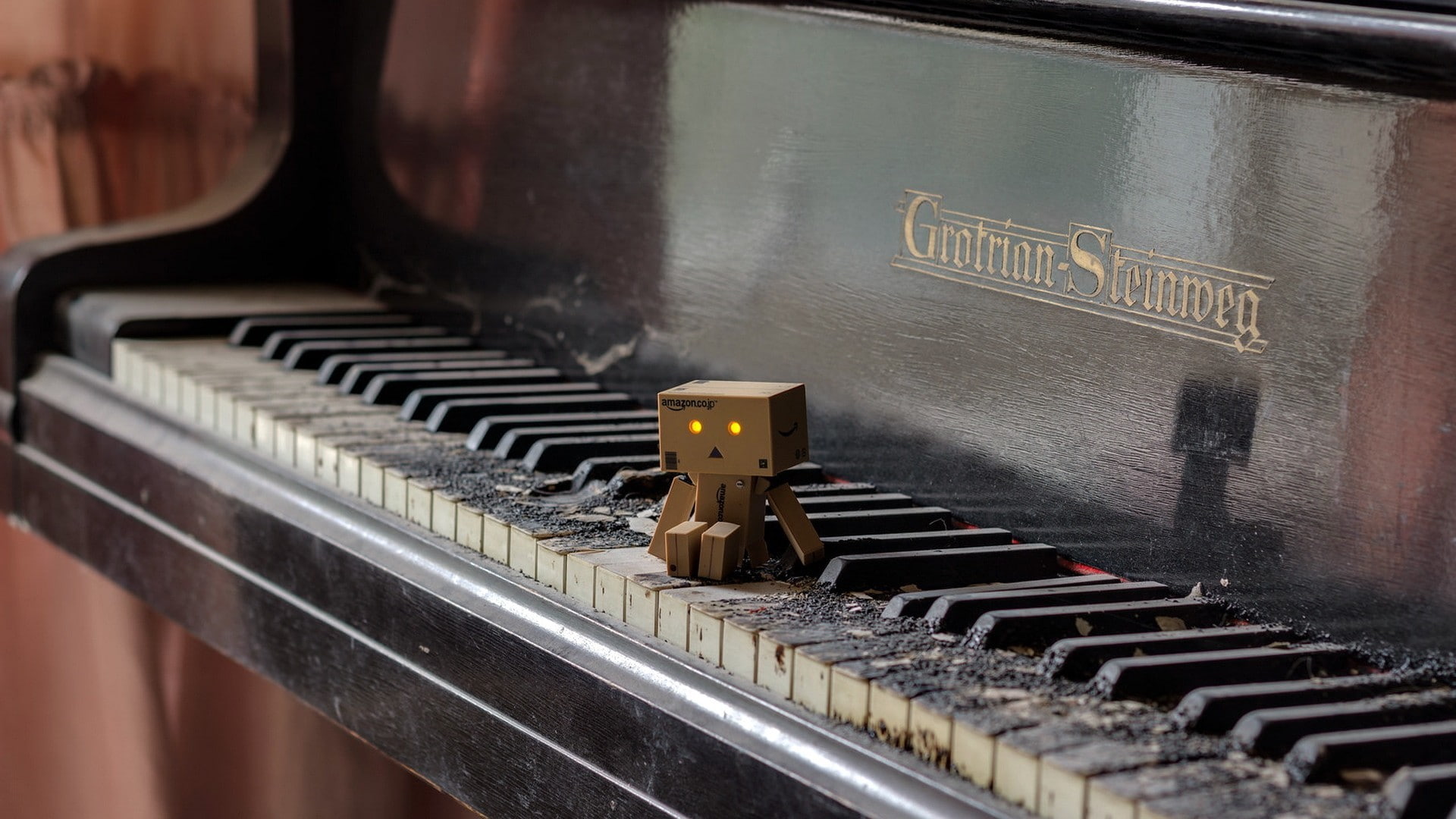 musical instrument, technology, retro styled, Danbo, 1080P, text, piano, close-up, manufacturing equipment, western script, old, equipment, machinery, HD Wallpaper