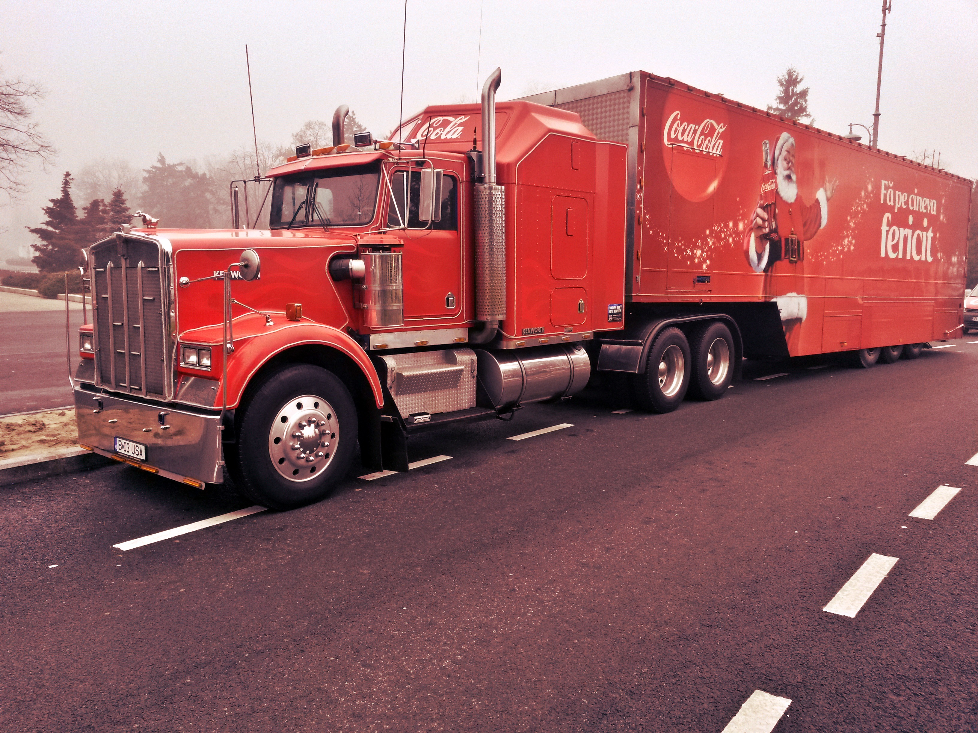 truck, coca cola, street, transportation, road, hauling, city, fire engine, christmas, communication, outdoors, sign, day, uSA, rescue, land Vehicle, motor vehicle, HD Wallpaper