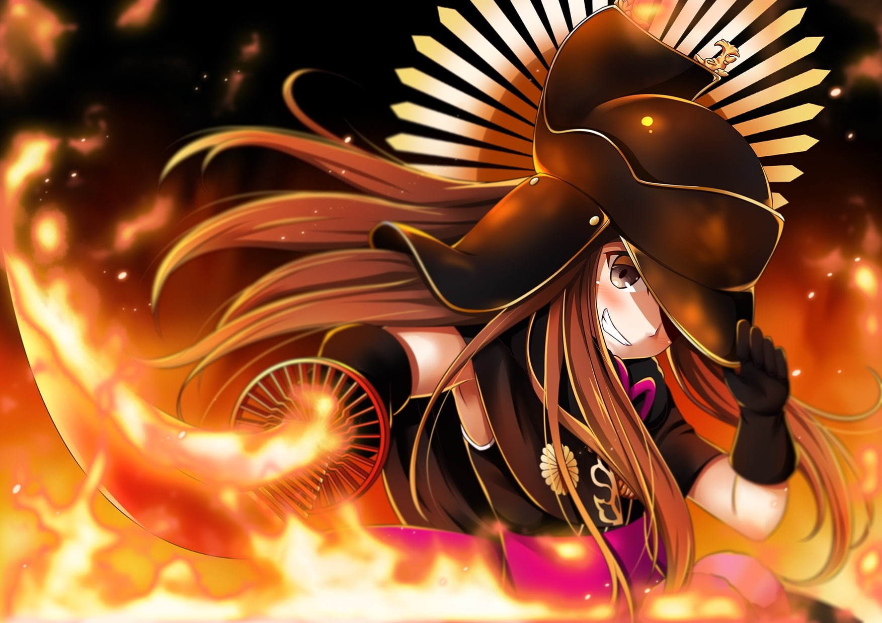 sword, (series), order), order, fire, weapon, 720P, com, fate, grand, tekku, eyes, 240649, hair, brown, (07201115), konachan, gloves, chacha, hat, long, HD Wallpaper