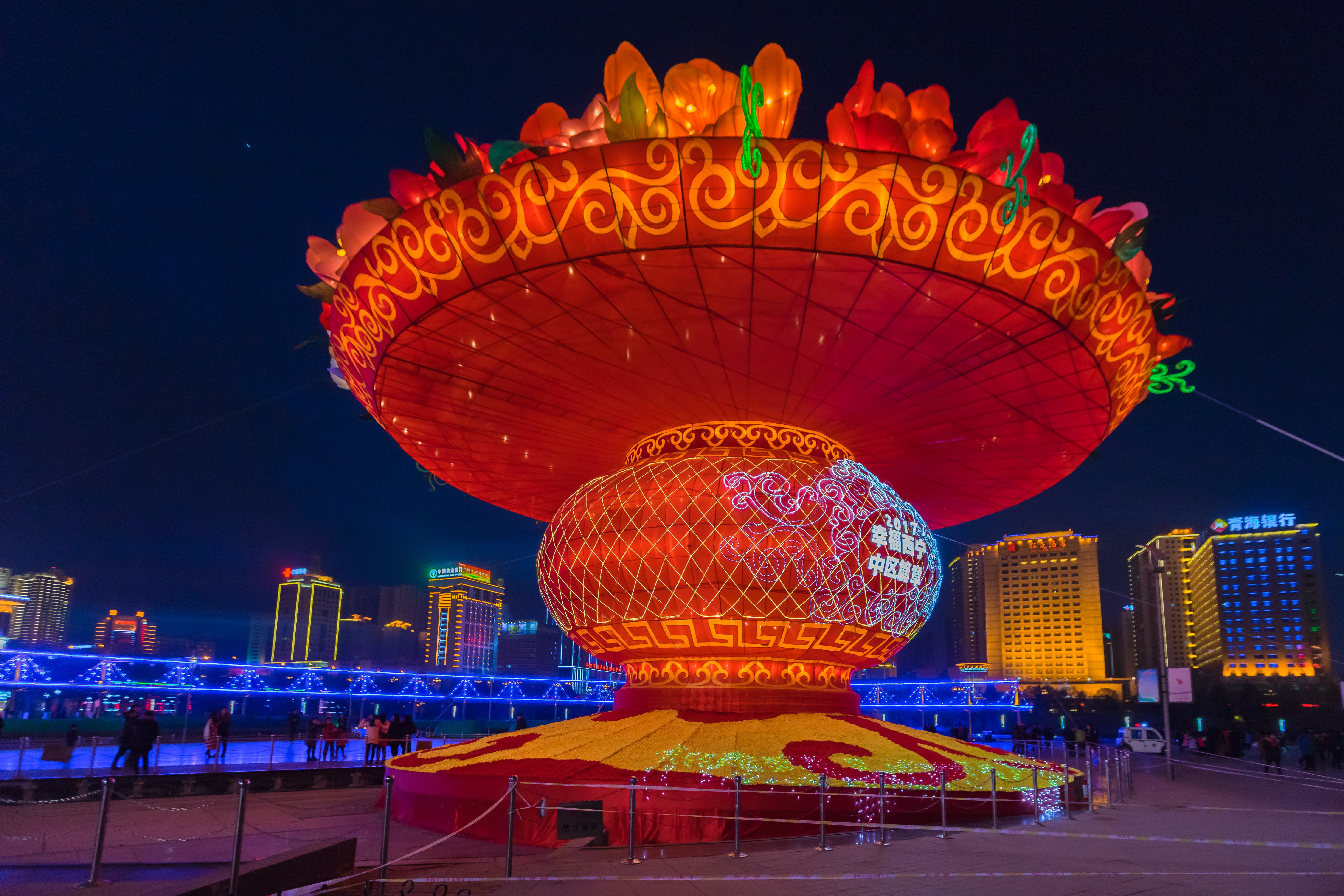 travel destinations, amusement park, sky, 5K, arts culture and entertainment, chinese new year, lantern, transportation, architecture, lights, illuminated, HD Wallpaper