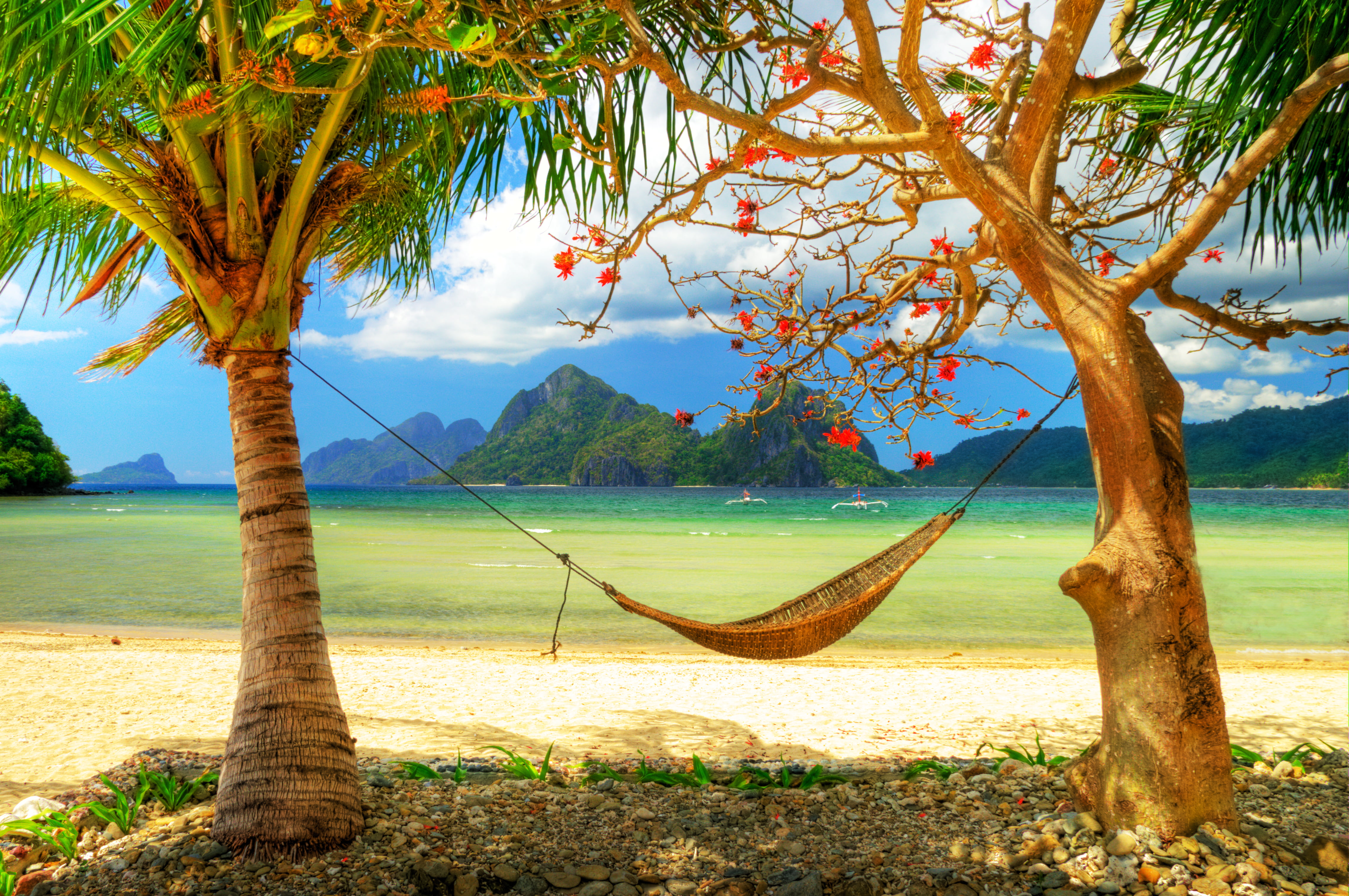 day, Paradise, no People, bay Of Water, mountains, sea, waters Edge, asia, nautical Vessel, tourist Resort, travel Destinations, wicker, area, landscape, HD Wallpaper