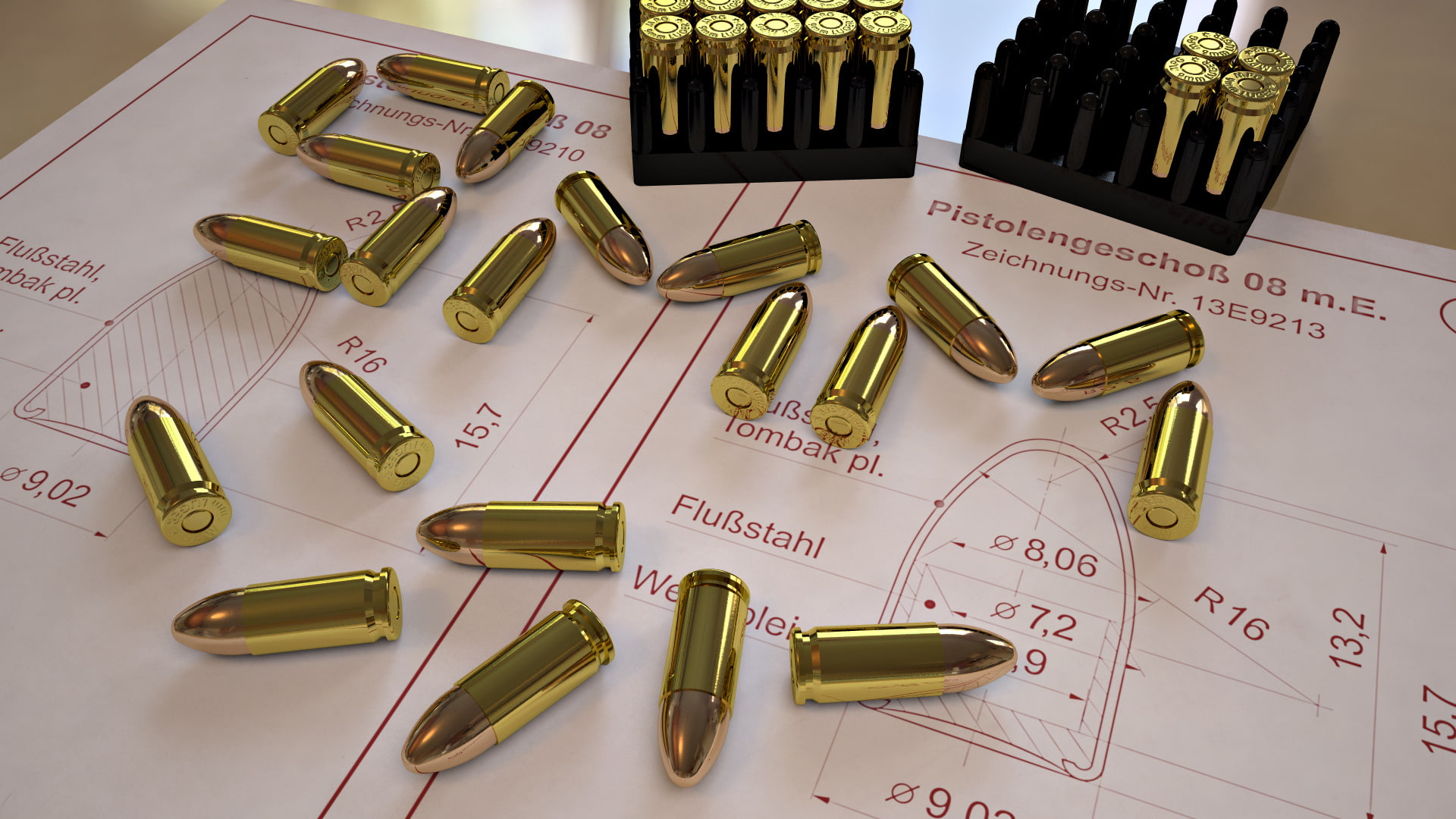 dimensions, 9mm, packaging, calculations, cartridges, 1080P, drawing, form, HD Wallpaper