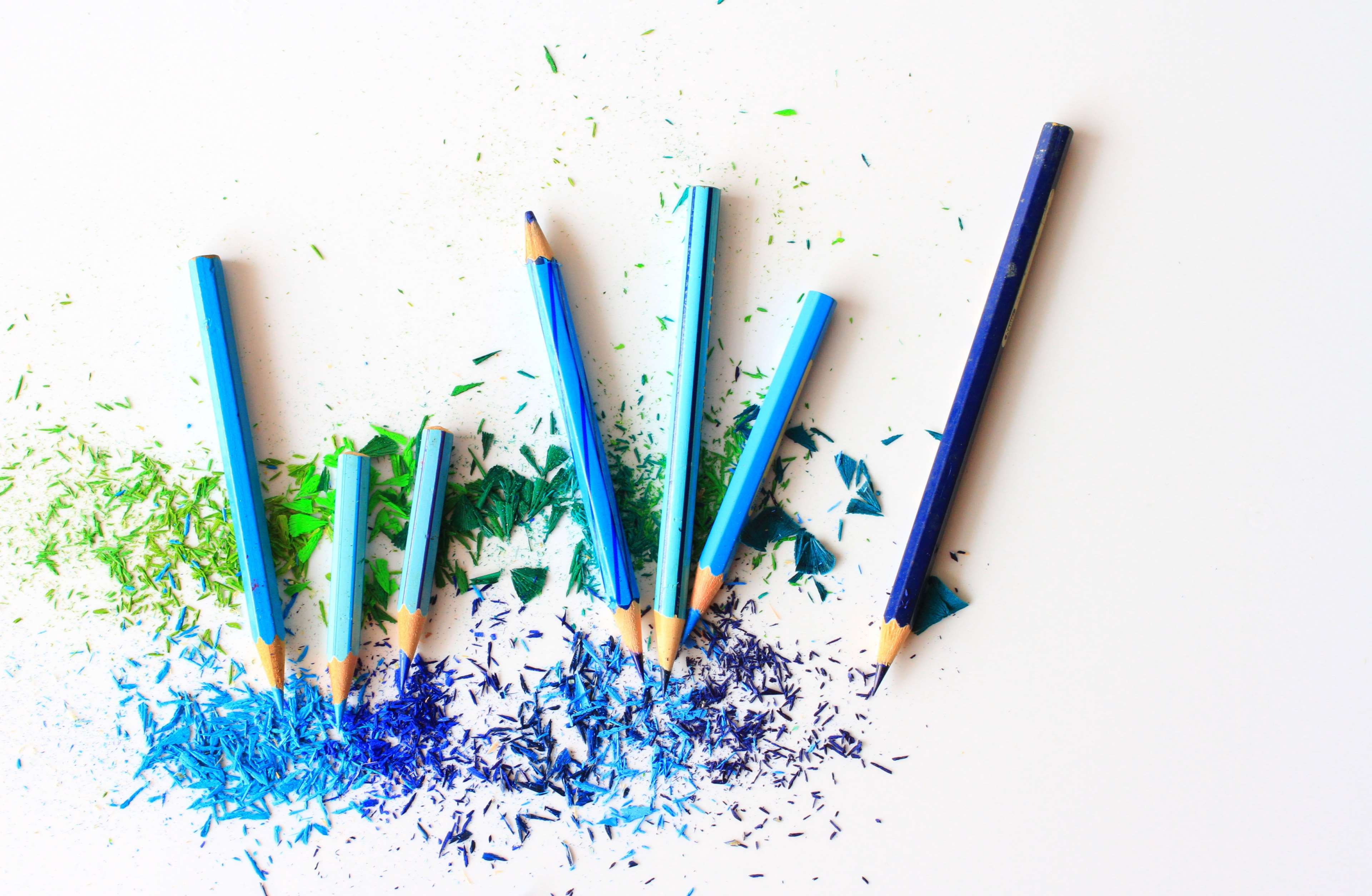 indoors, composition, still life, colored pencil, no people, directly above, color, education, palette, high angle view, spectrum, coloring, studio shot, HD Wallpaper