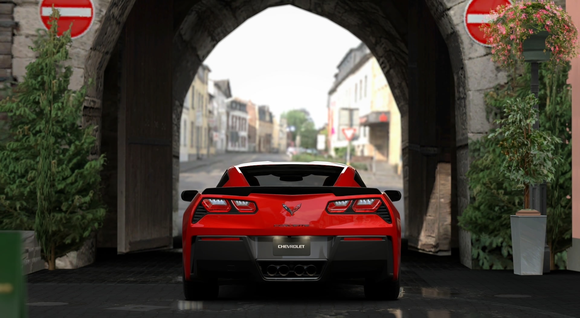 calle, city, outdoors, motor vehicle, plant, Games, mode of transportation, built structure, 1080P, focus on foreground, arch, luxury, the past, no people, HD Wallpaper