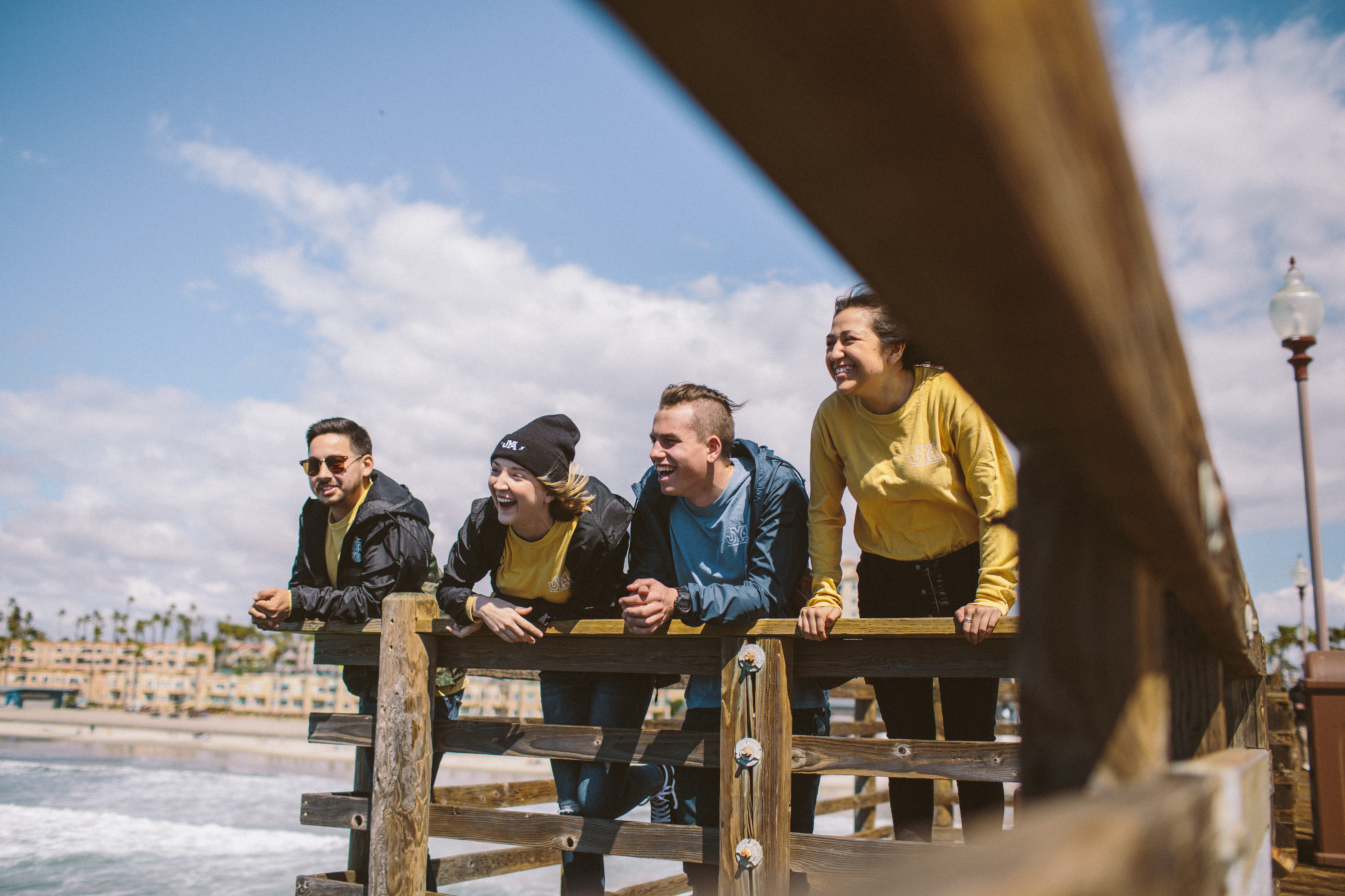 plywood, pants, dock, men, human, four, emotion, hardwood, group of people, day, people, casual clothing, building, lifestyles, young women, accessories, HD Wallpaper