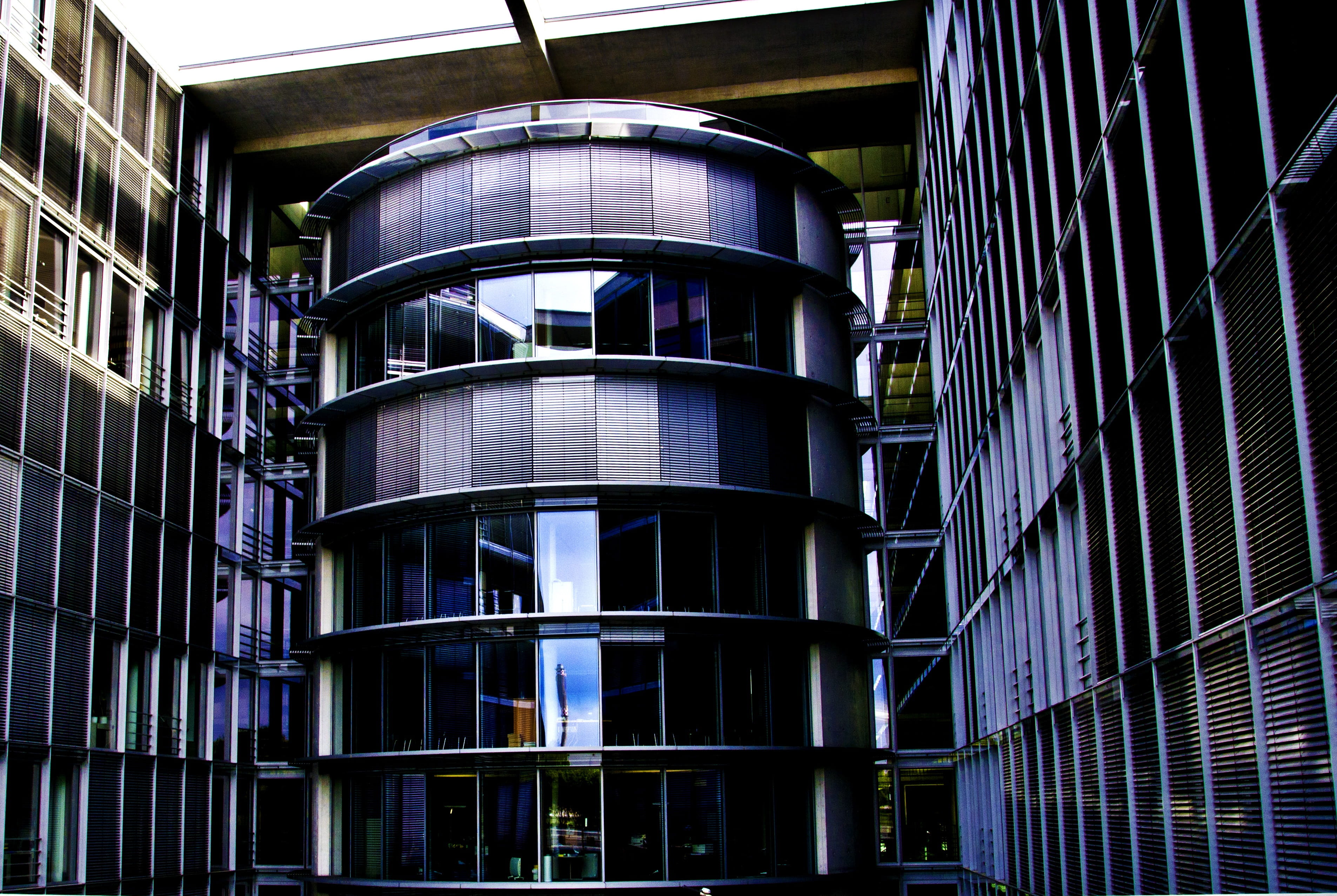 dark, building, day, no people, metal, germany, architecture, factory, business, office building exterior, office, mirror, work, glass - material, 2K, HD Wallpaper