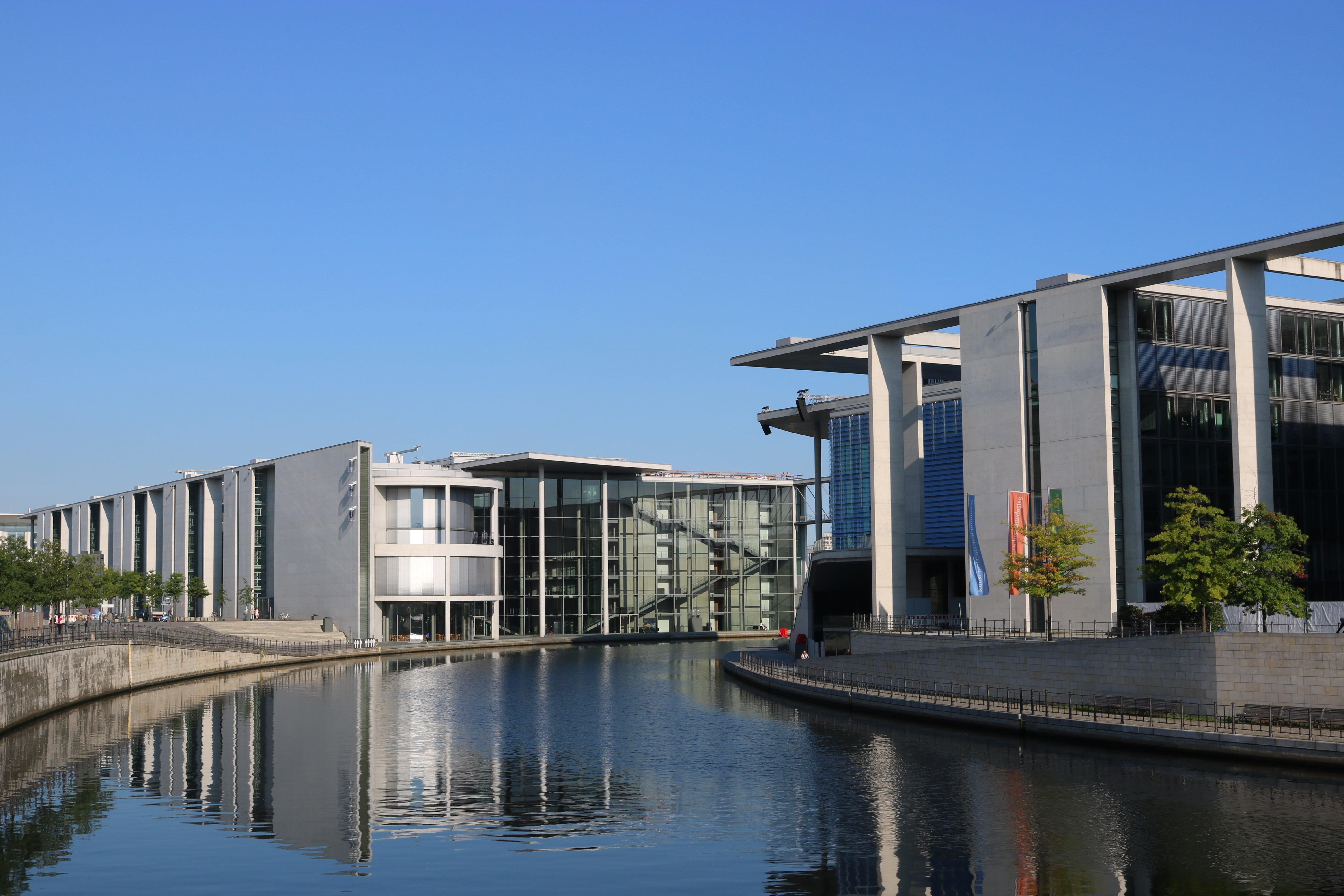 built structure, architecture, berlin, bundestag, reflection, blue, sunny, sky, nature, government, city, germany, clear sky, capital, paul-löbe-house, HD Wallpaper