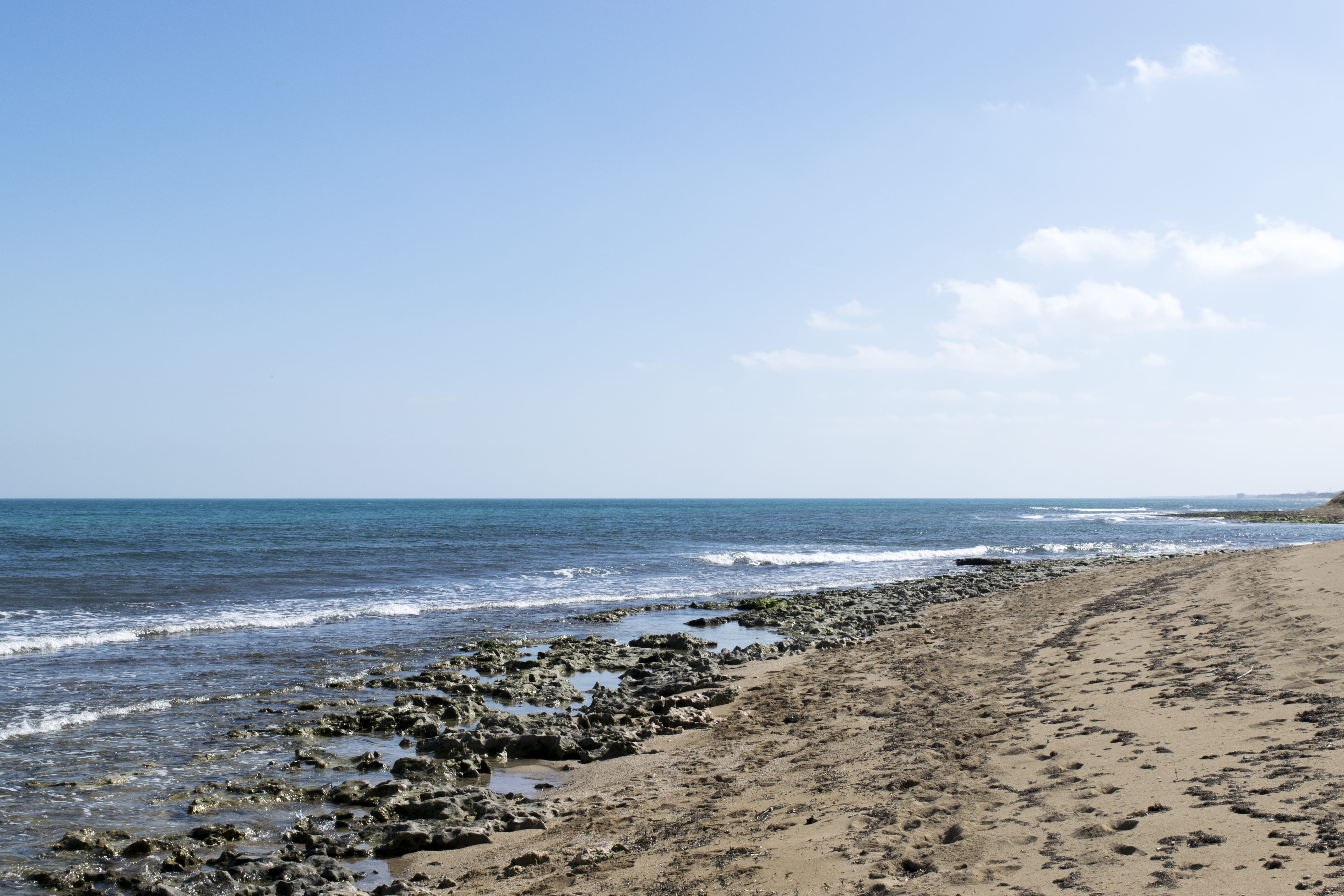 ielix, cloud - sky, horizon over water, land, horizon, rocks, beach, day, water, blue, coast, sand, scenics - nature, promontory, 5K, dock, beauty in nature, HD Wallpaper
