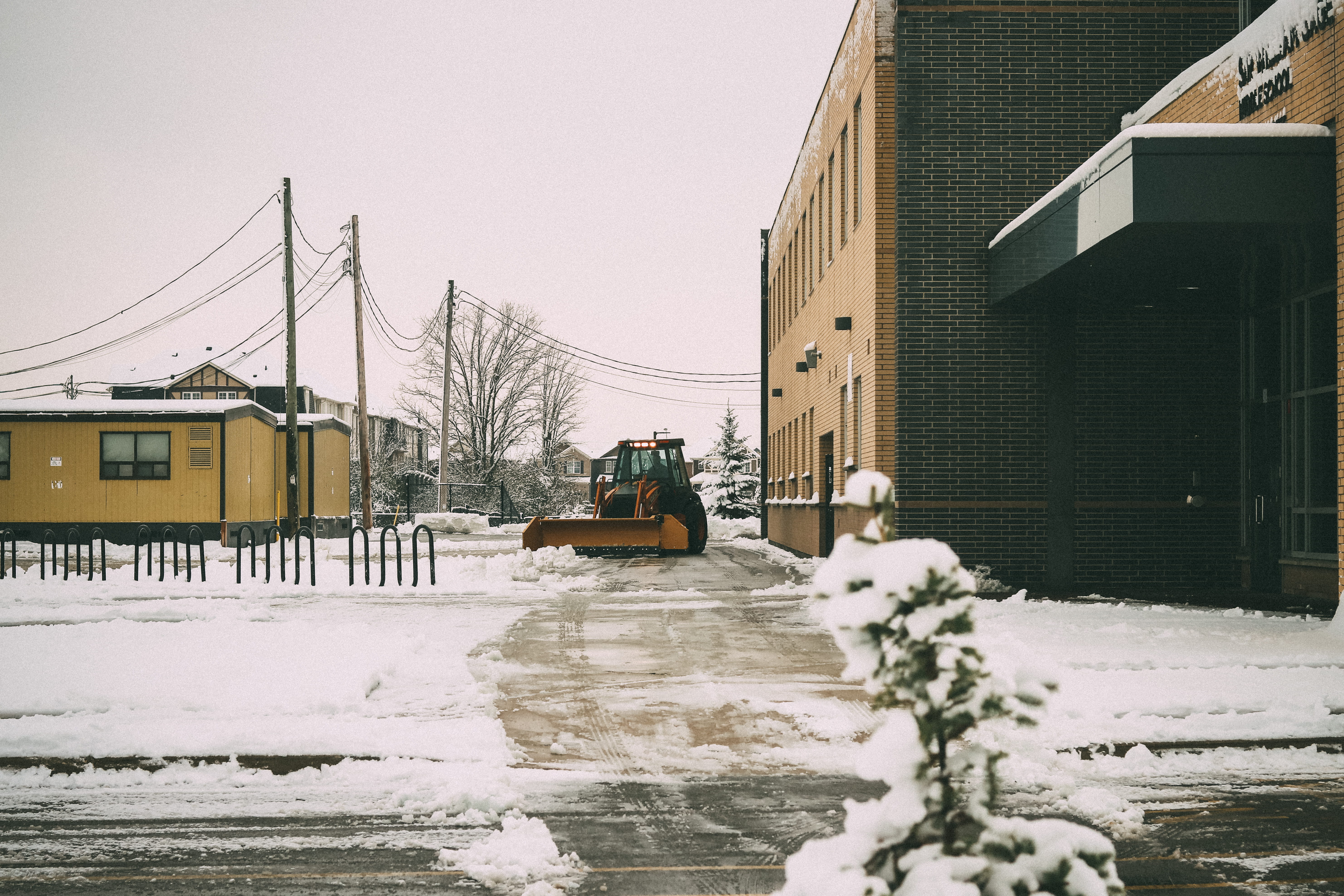 no people, nature, winter, snowplow, house, snowing, ice, day, outdoors, equipment, intersection, vehicle, black, covering, white color, weather, building, HD Wallpaper