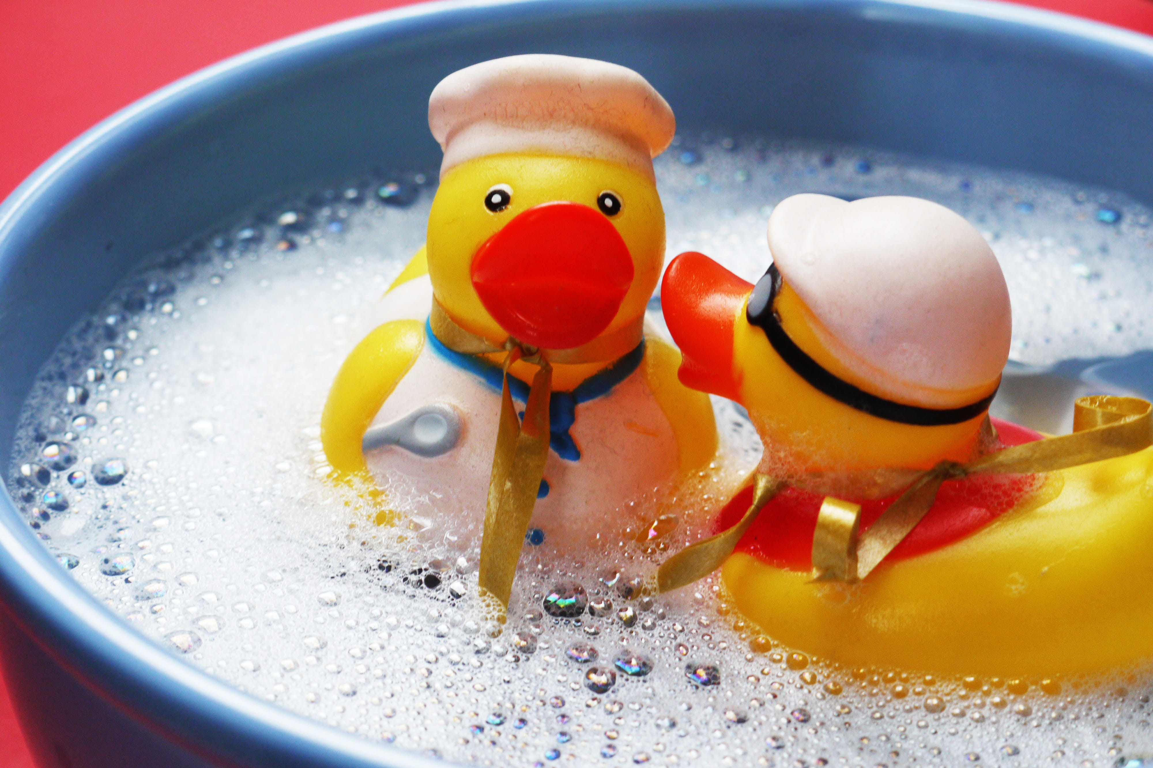 kid, ducks, Rubber ducks, food And Drink, red, no people, various, high angle view, fruit, animal representation, bathing, freshness, 4K, bathroom, toy, HD Wallpaper