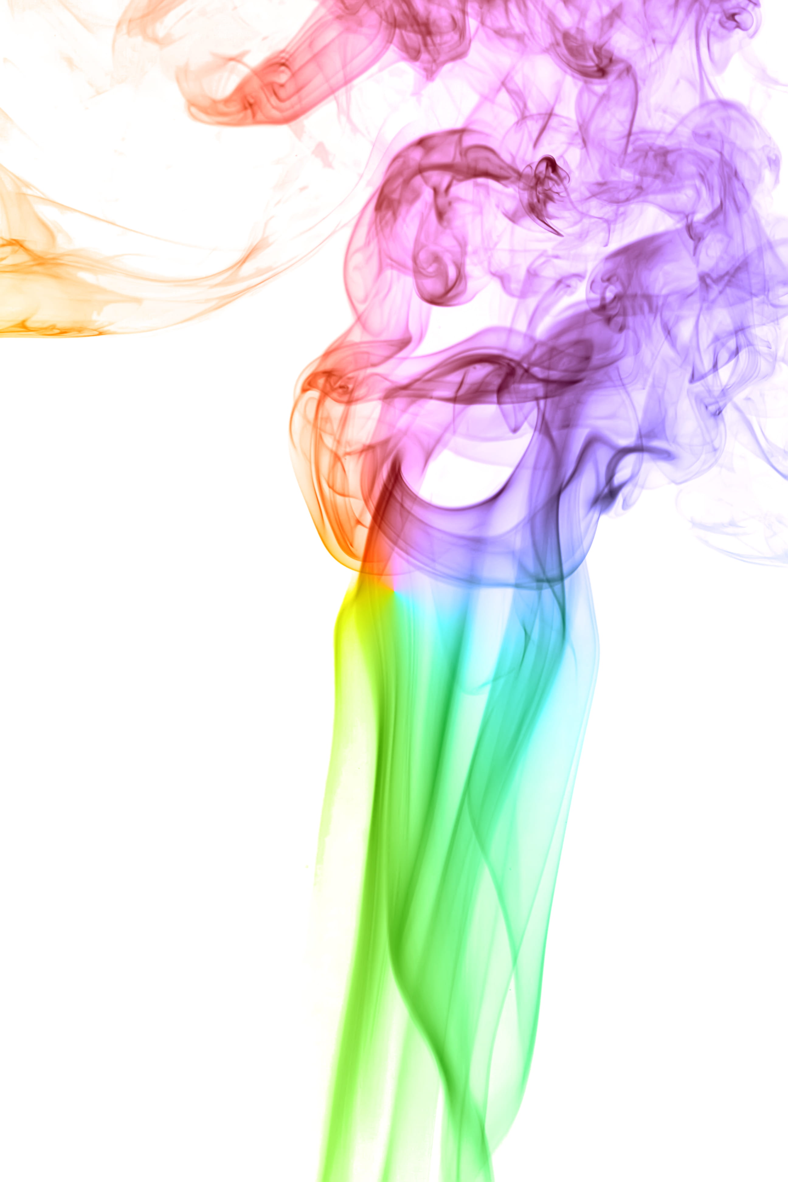 multi colored, art, dye, smooth, smoke, flow, motion, flowing, steam, purple, zen, mixing, science, indoors, white background, chemistry, soft, effect, Phone HD Wallpaper