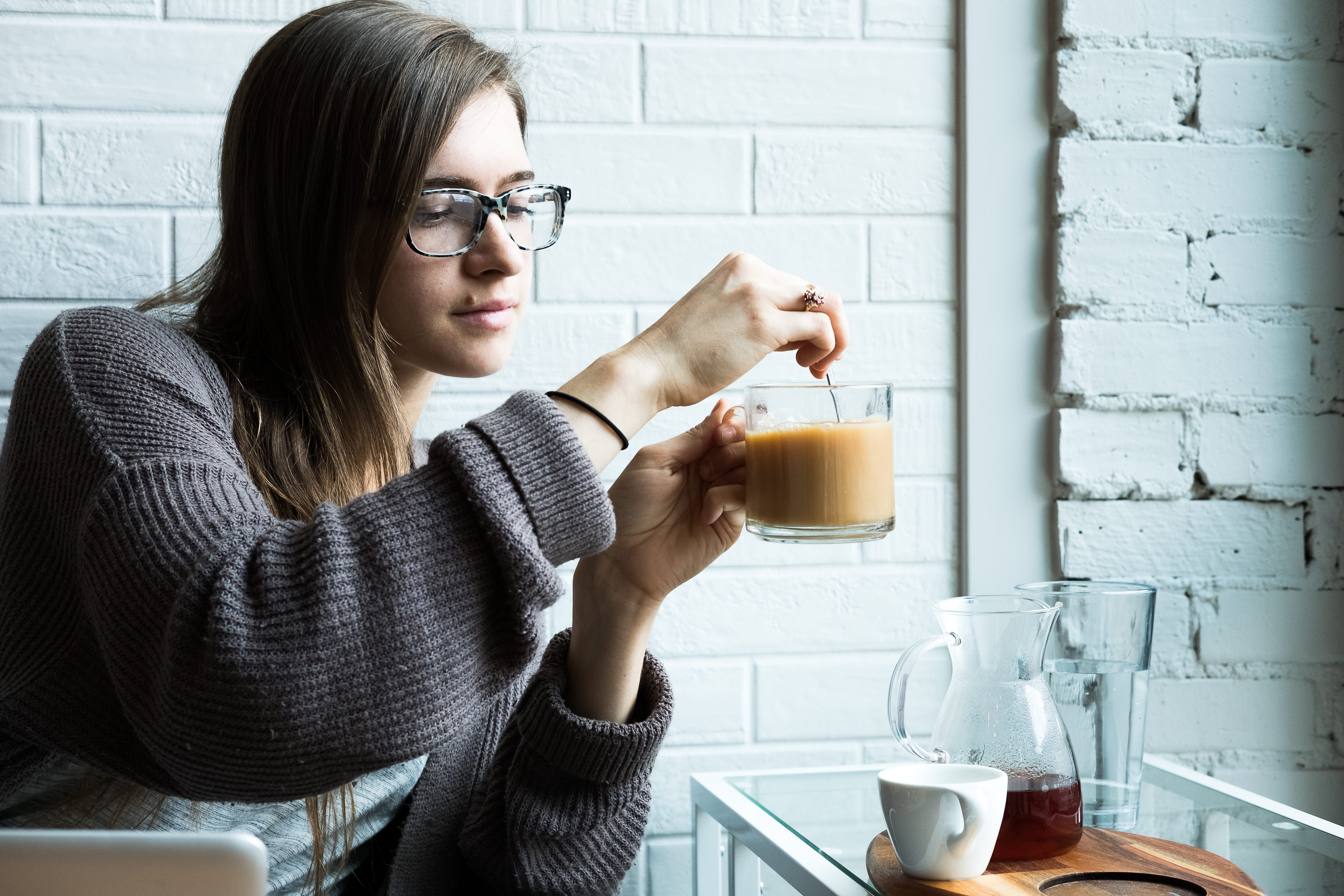 eyeglasses, clear, hairstyle, meal, refreshment, holding, one person, coffee, drinking, 5K, glasses, mug, household equipment, drinking glass, breakfast, HD Wallpaper