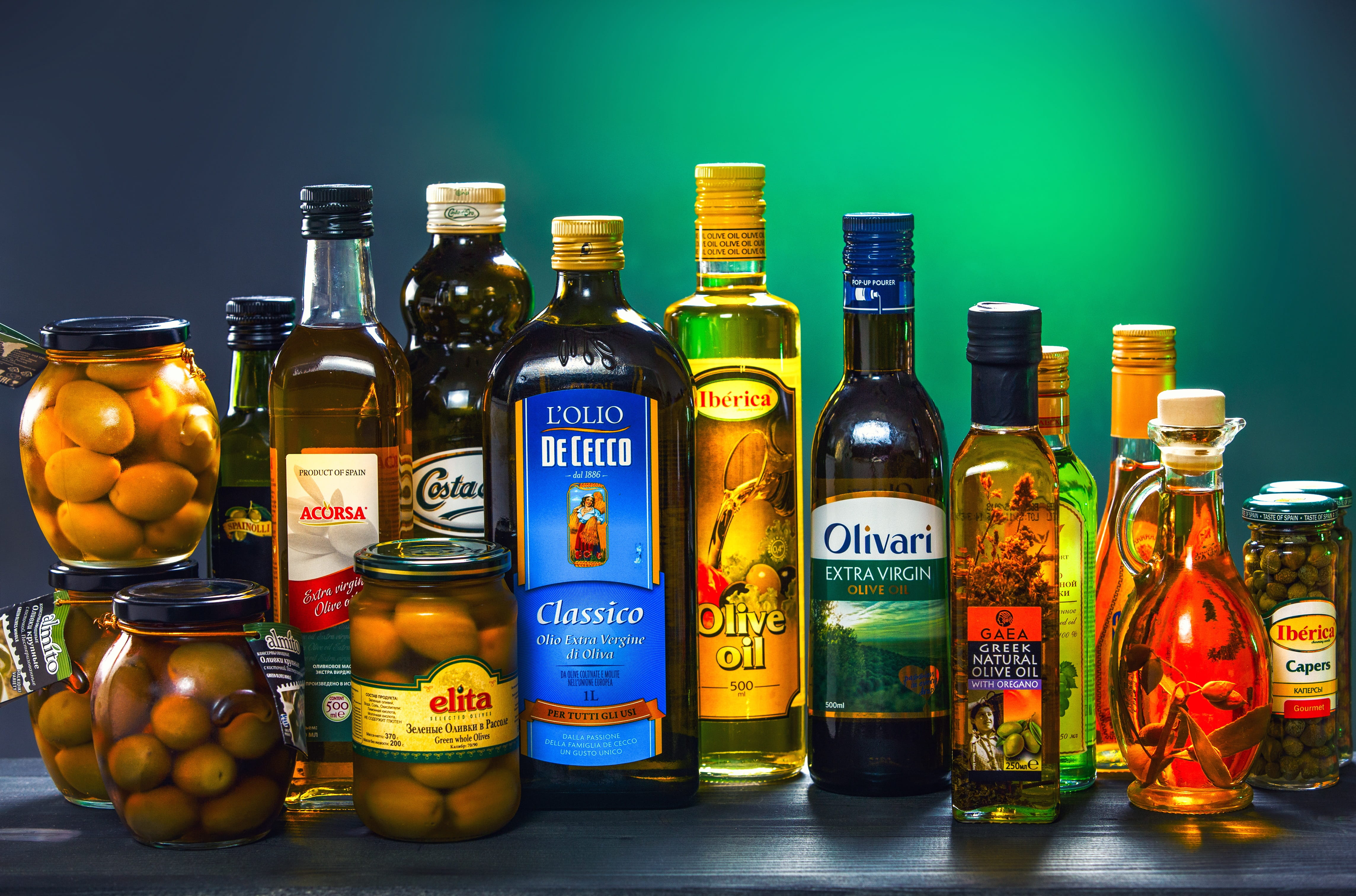 healthcare and medicine, colored background, oil, communication, container, product, indoors, the glare, label, natural, variation, still life, olives, HD Wallpaper