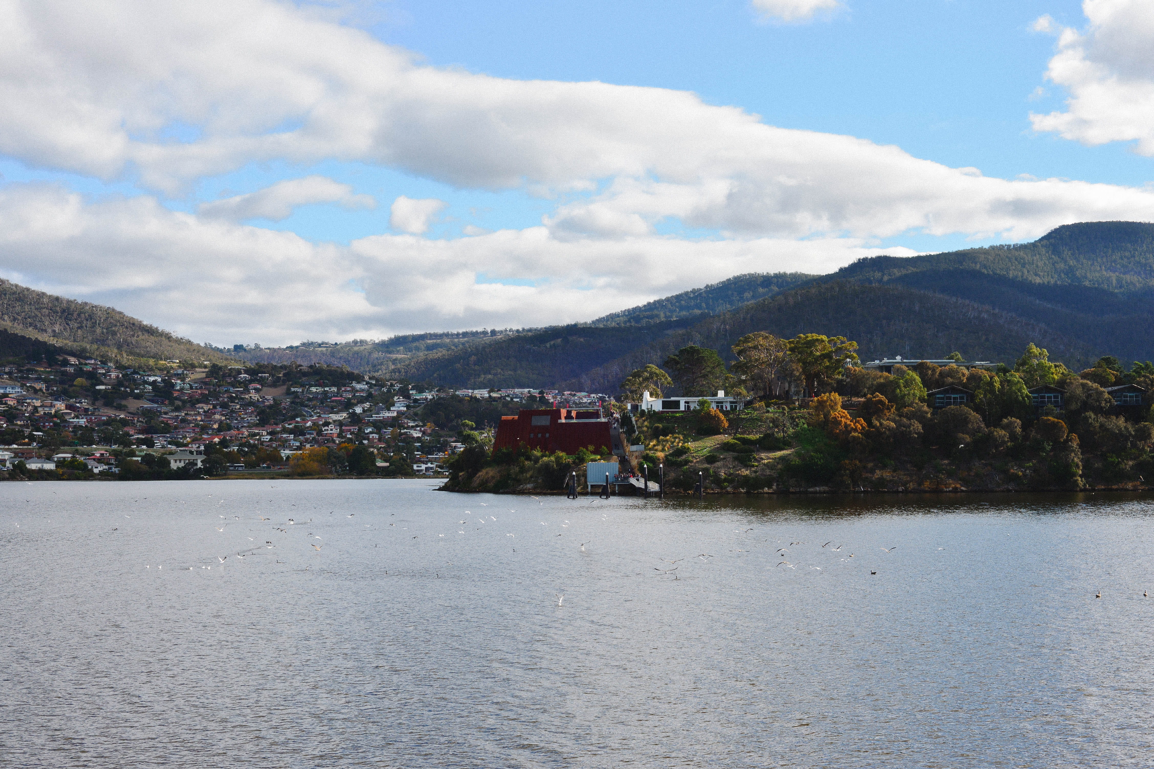 day, tasmania, museum, nature, gallery, mona, cloud - sky, scenics - nature, city, plant, waterfront, architecture, sky, 4K, water, outdoors, beauty in nature, HD Wallpaper