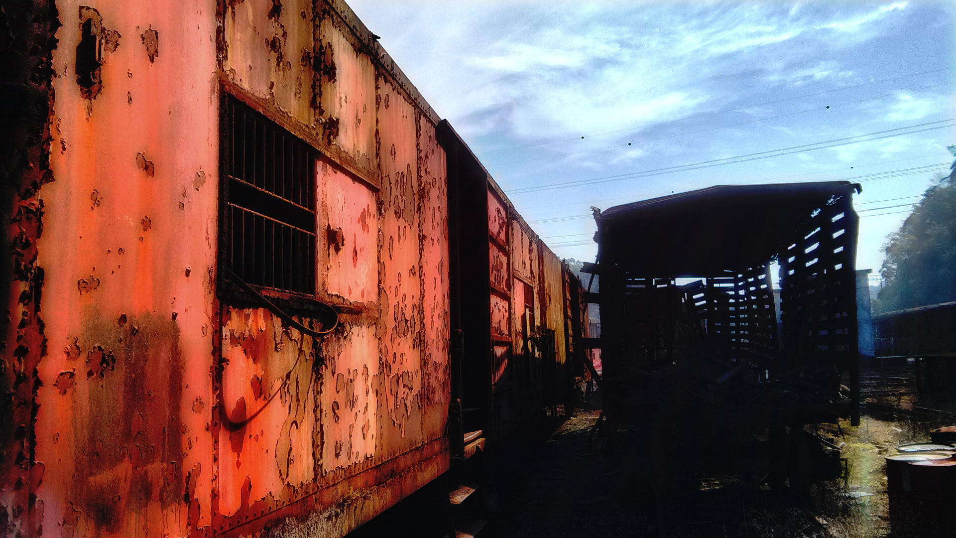 day, 1080P, old, no people, run-down, outdoors, cloud - sky, nature, abandoned, window, graffiti, weathered, sunlight, rust, city, building exterior, architecture, HD Wallpaper